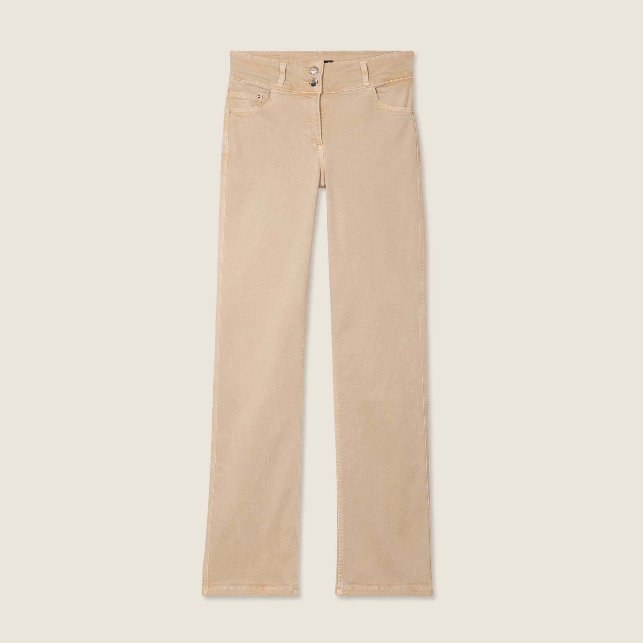 Jean droit denim beige femme