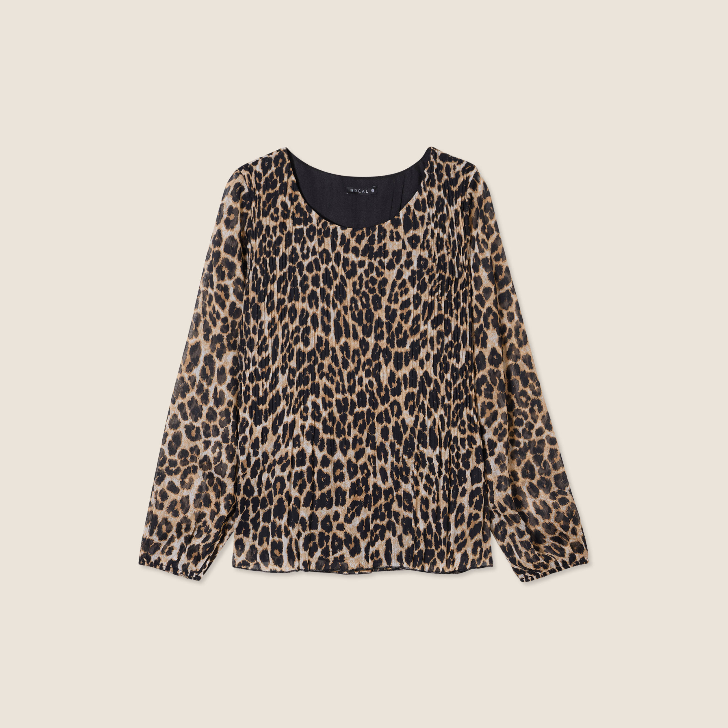 Blouse manches longues plissée creme femme