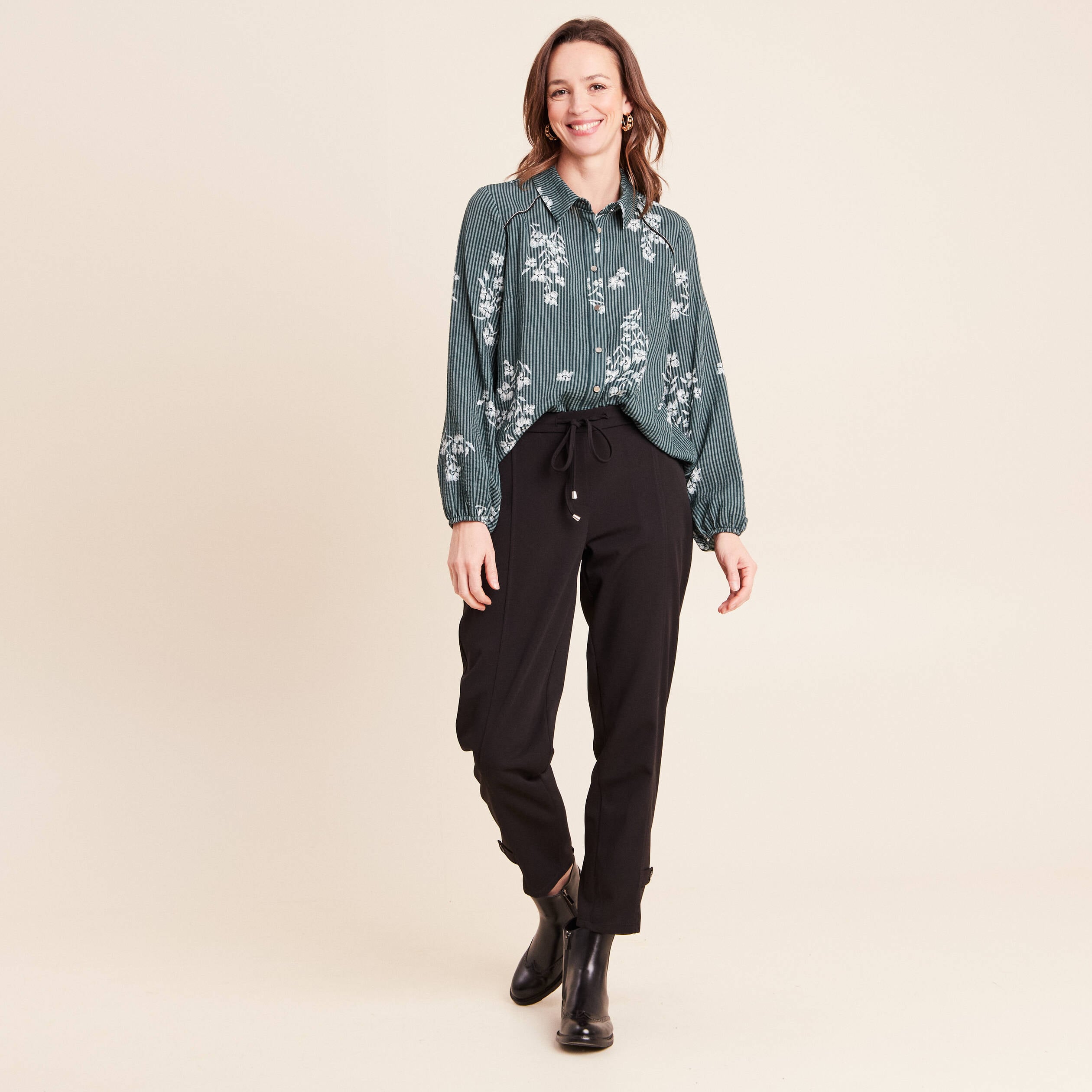 Chemise Western Femme Rough Stock Panhandle Slim – Snap, Manches Longues, Vert/bleu – Taille S