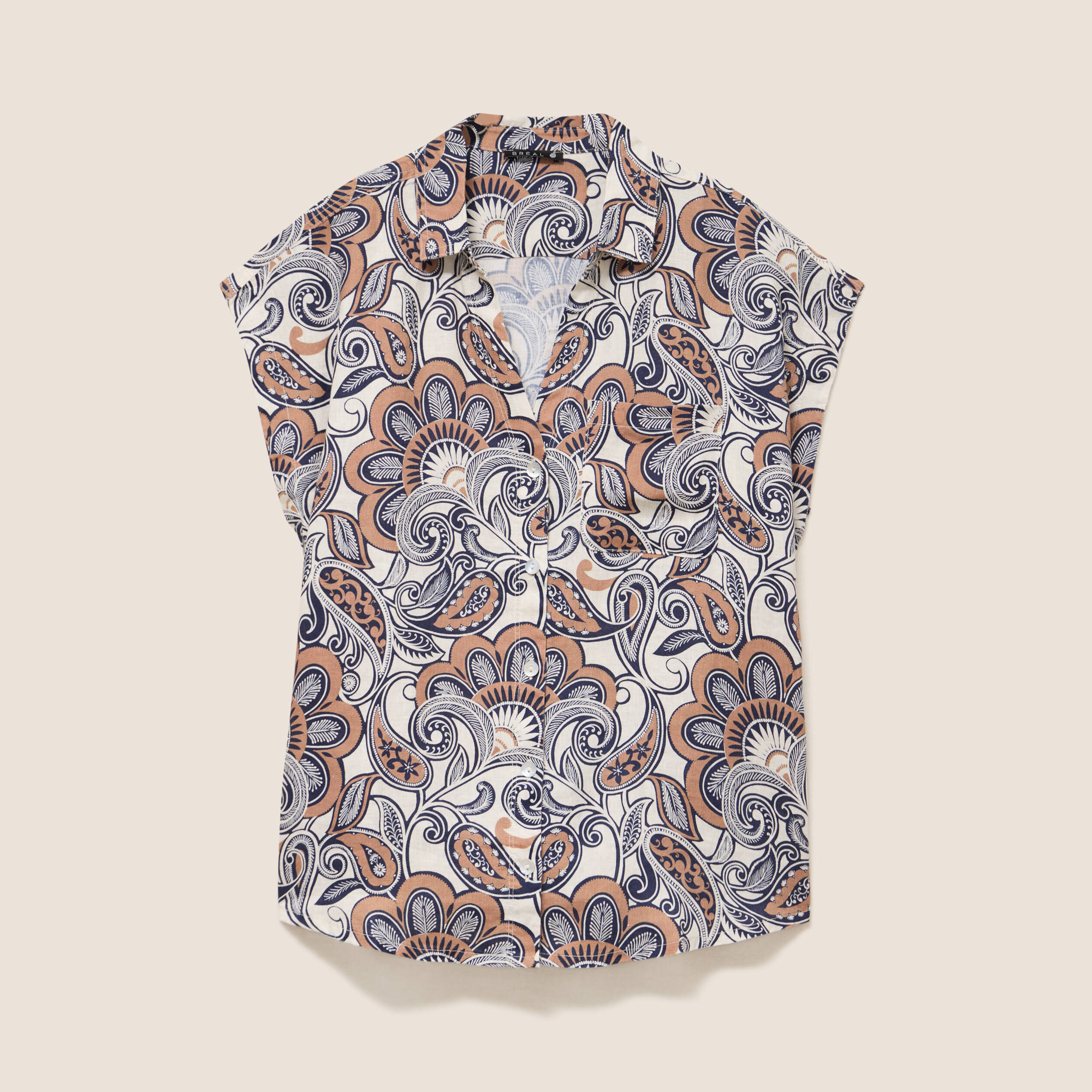 Chemise sans manches marron femme