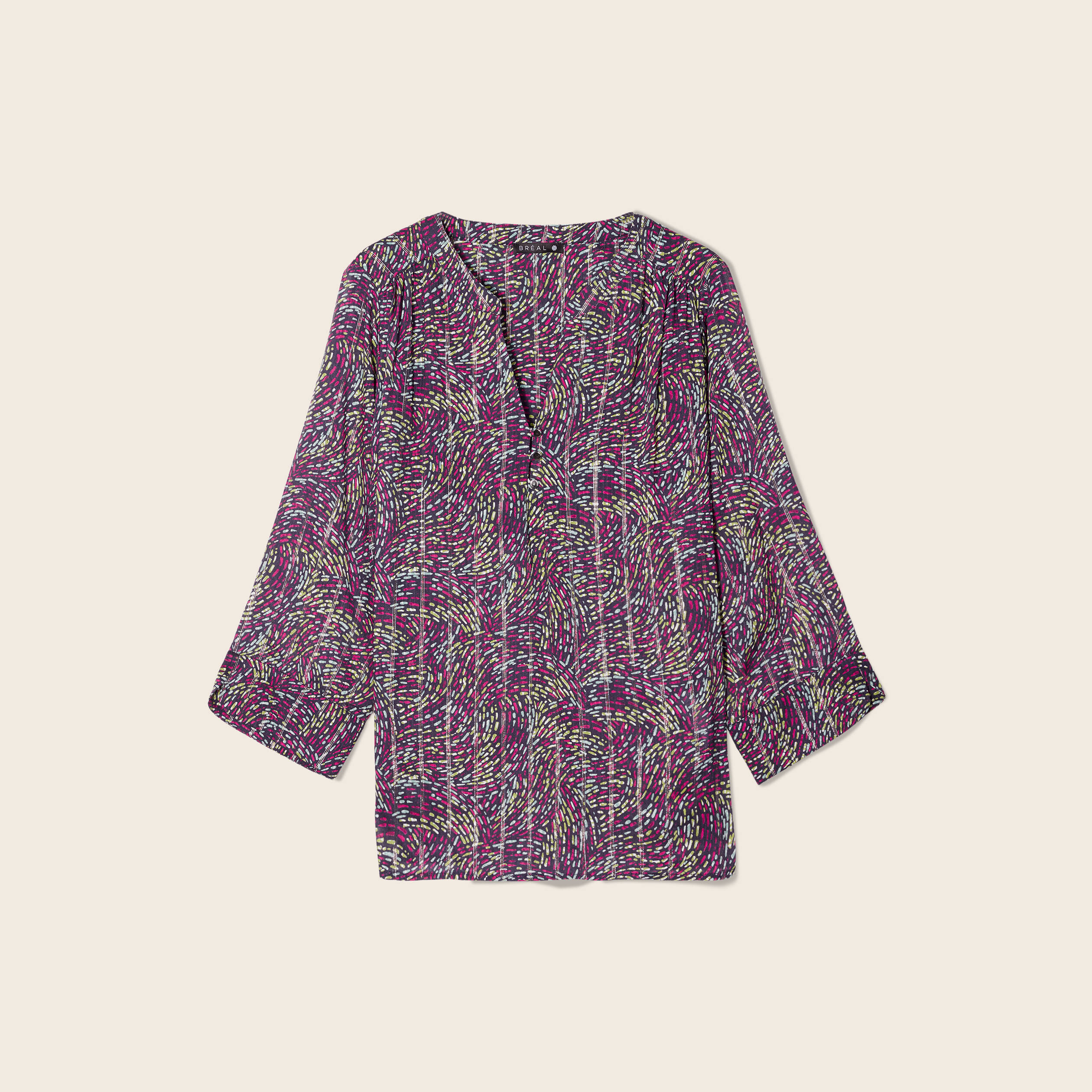 Blouse manches 3/4 multicolore femme
