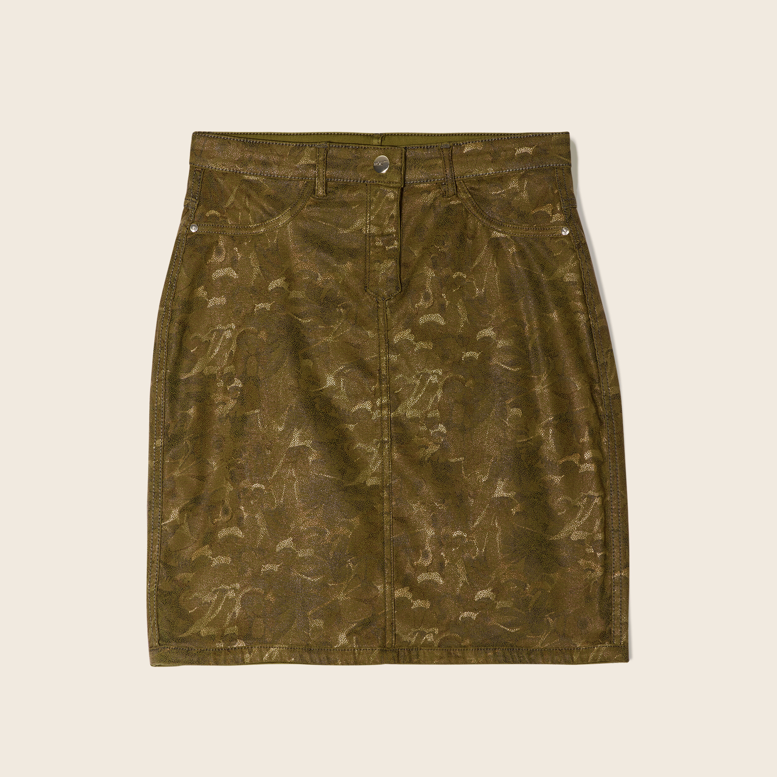 Jupe droite r&eacute;versible couleur bronze femme