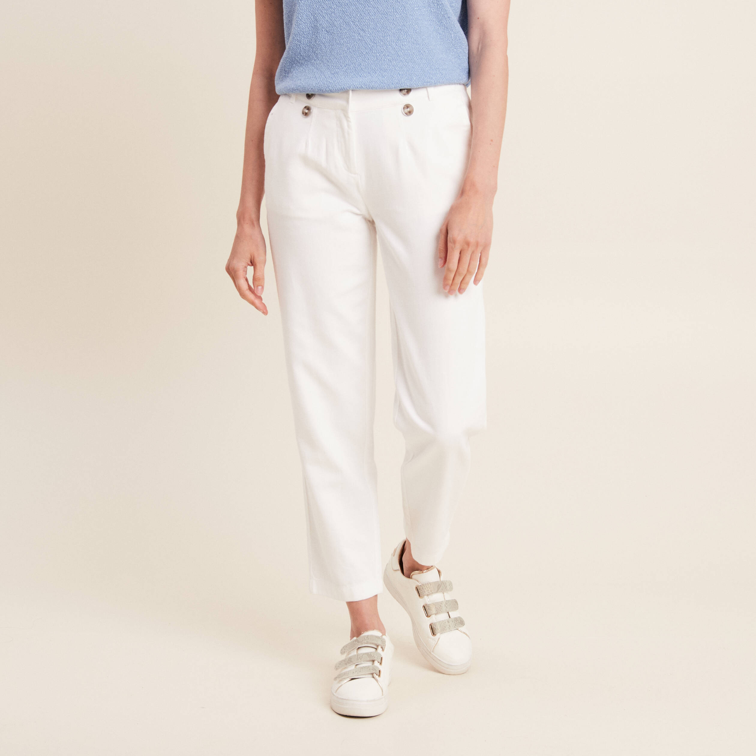 Pantalon droit ecru femme