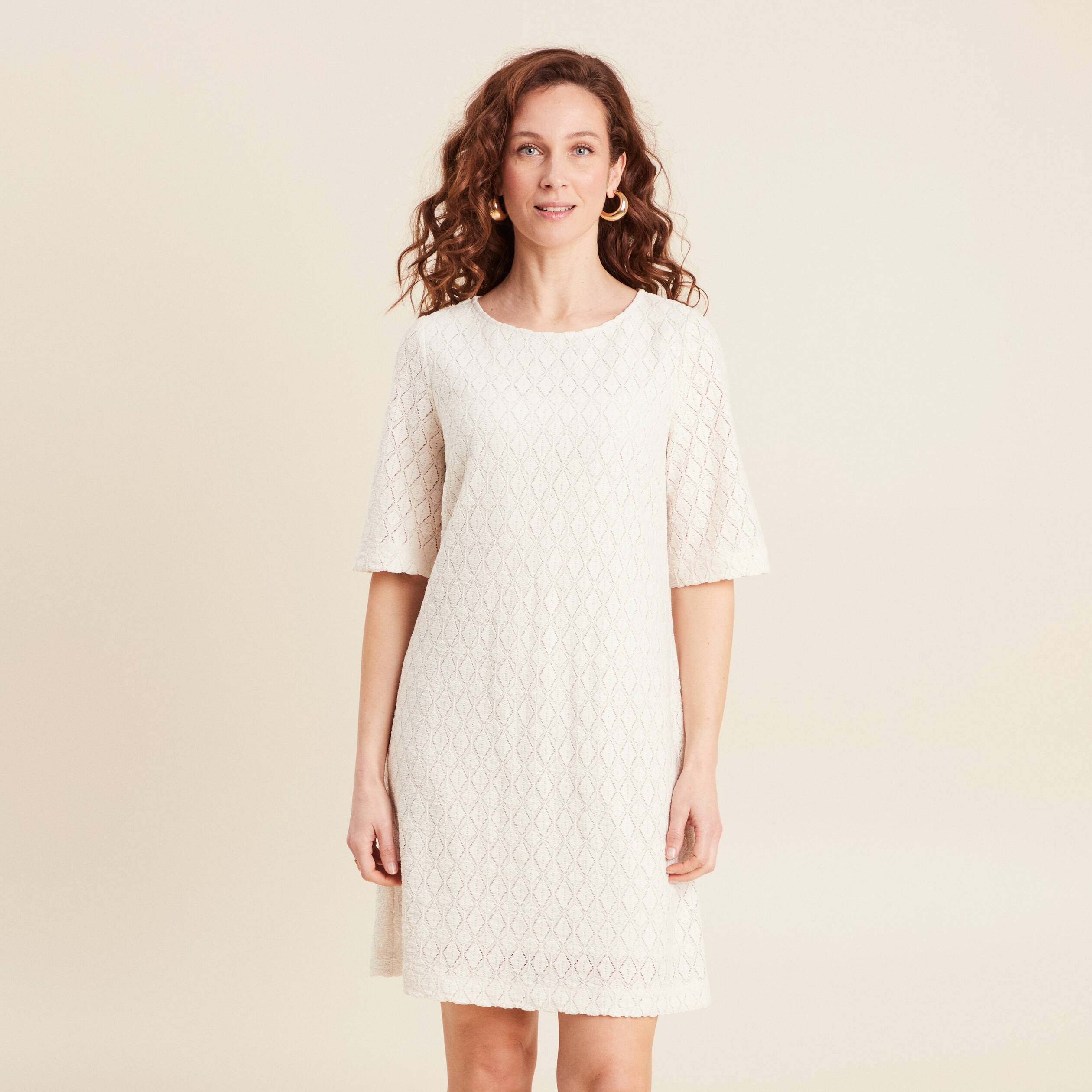 Robe droite dentelle ecru femme | Br?�al