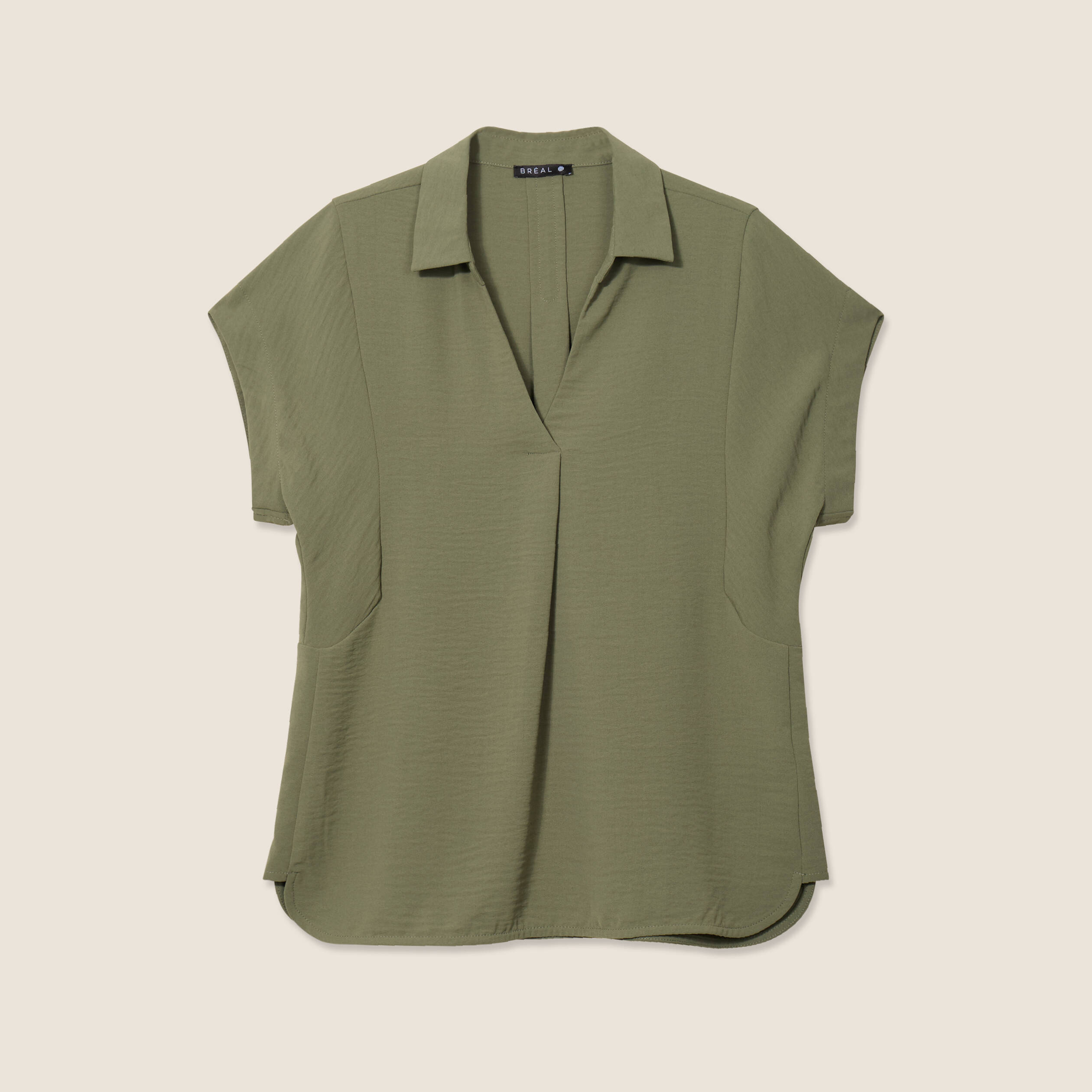 Blouse manches courtes vert kaki femme