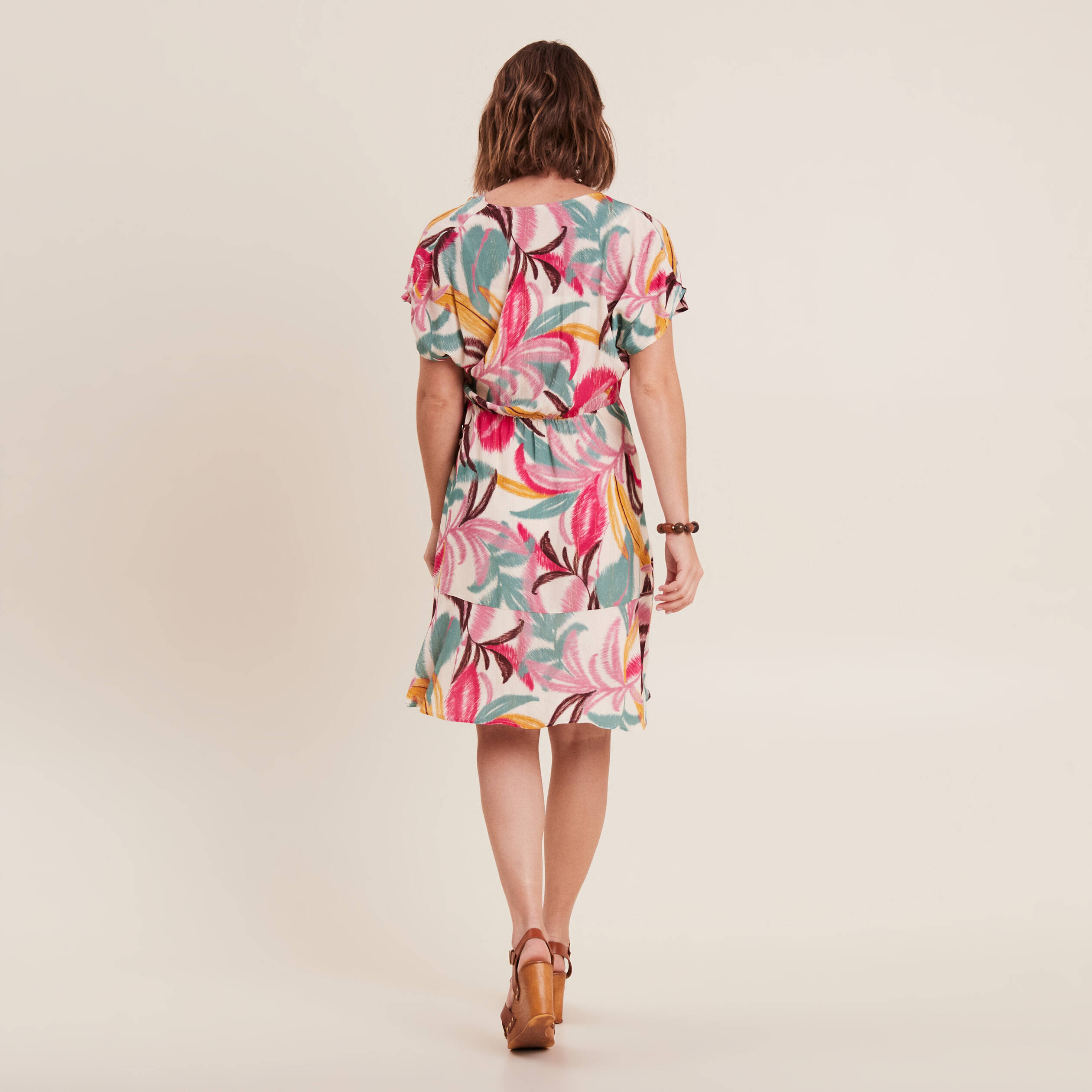 Robe portefeuille rose femme