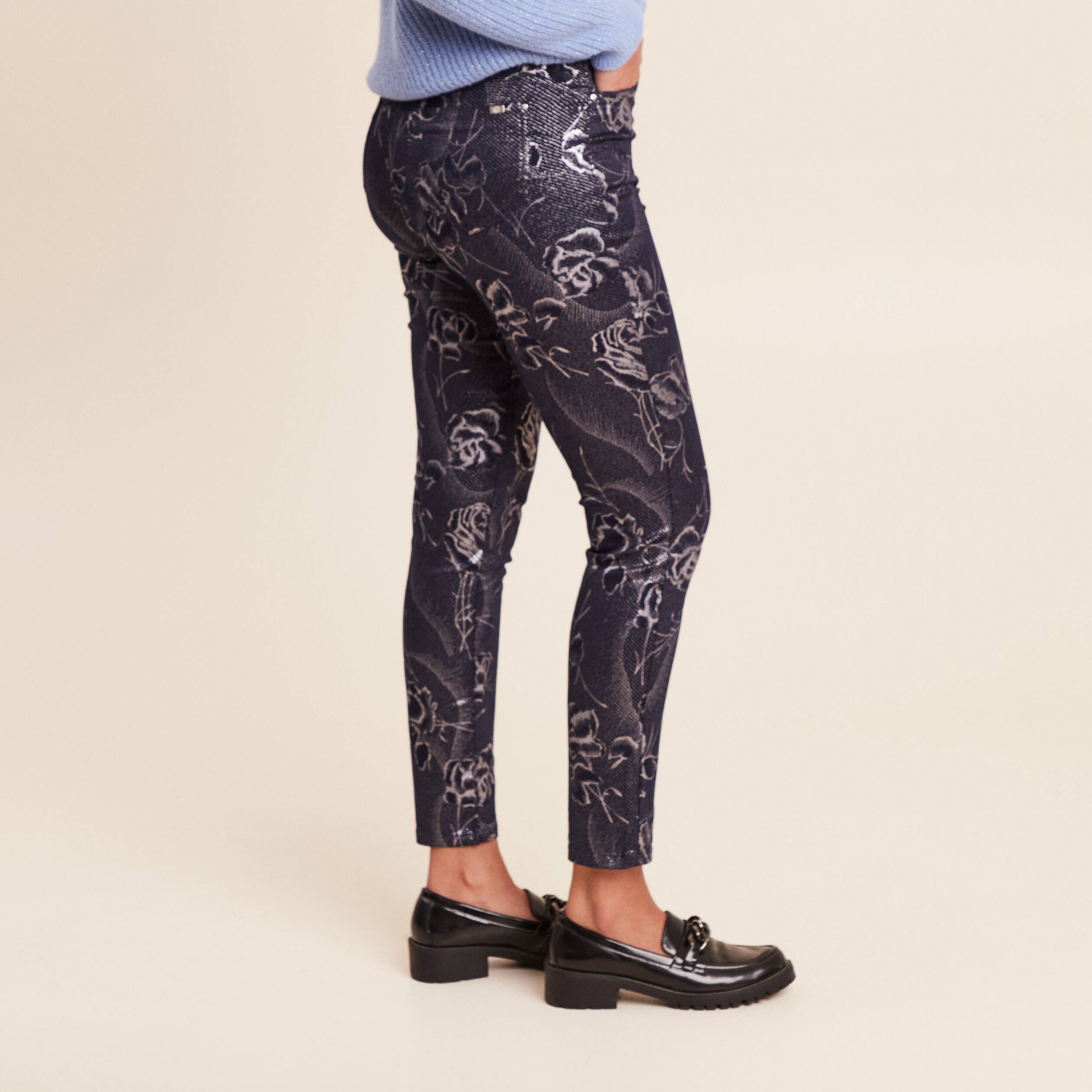 Pantalon magique Le L&eacute;ger enduit bleu femme