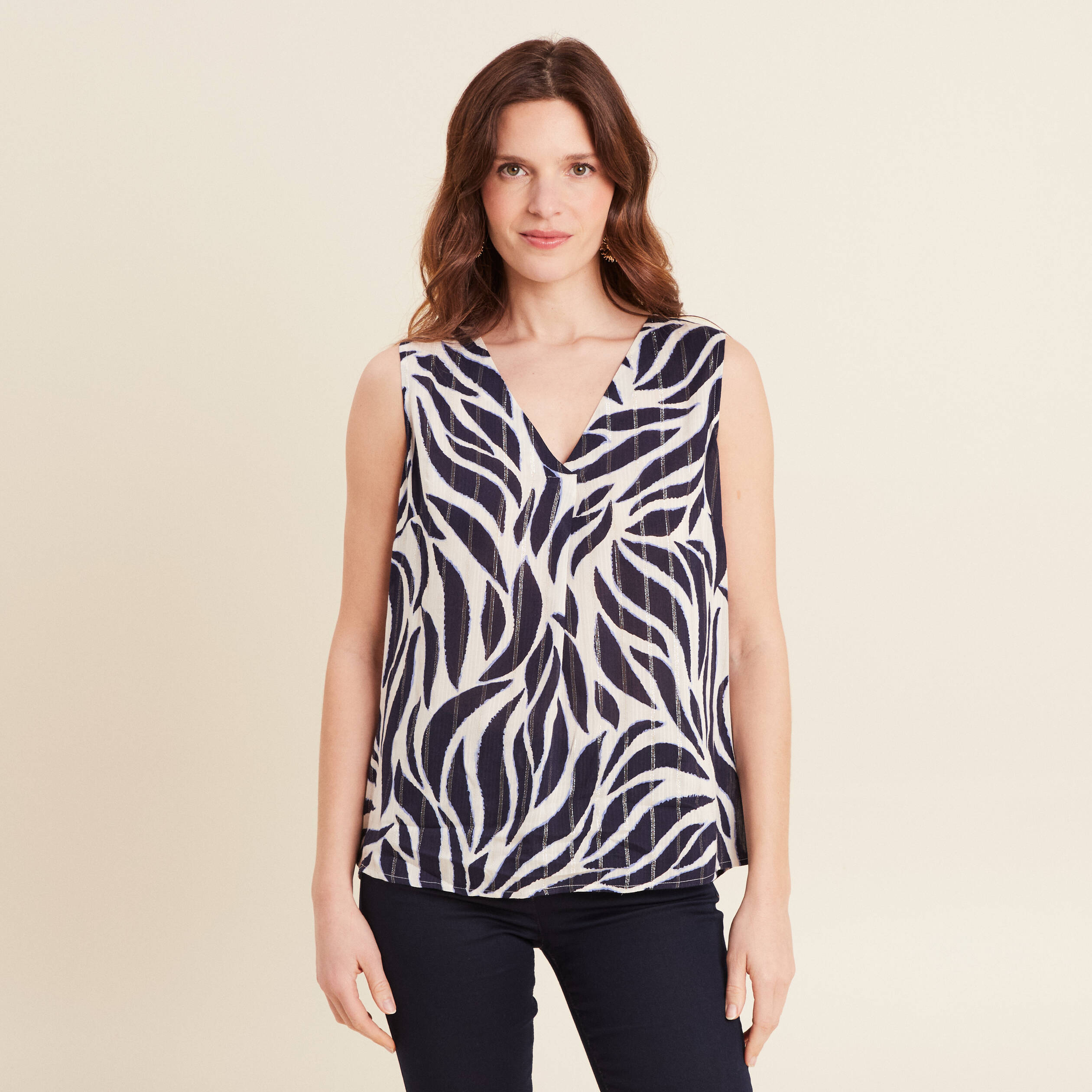 Blouse sans manches bleu foncé femme