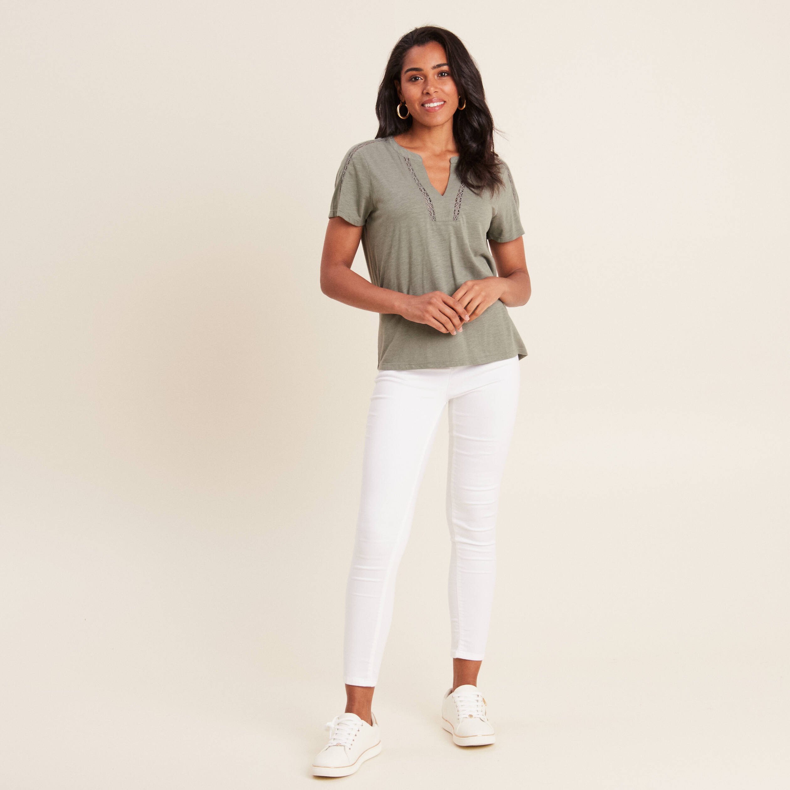 T-shirt manches courtes vert clair femme