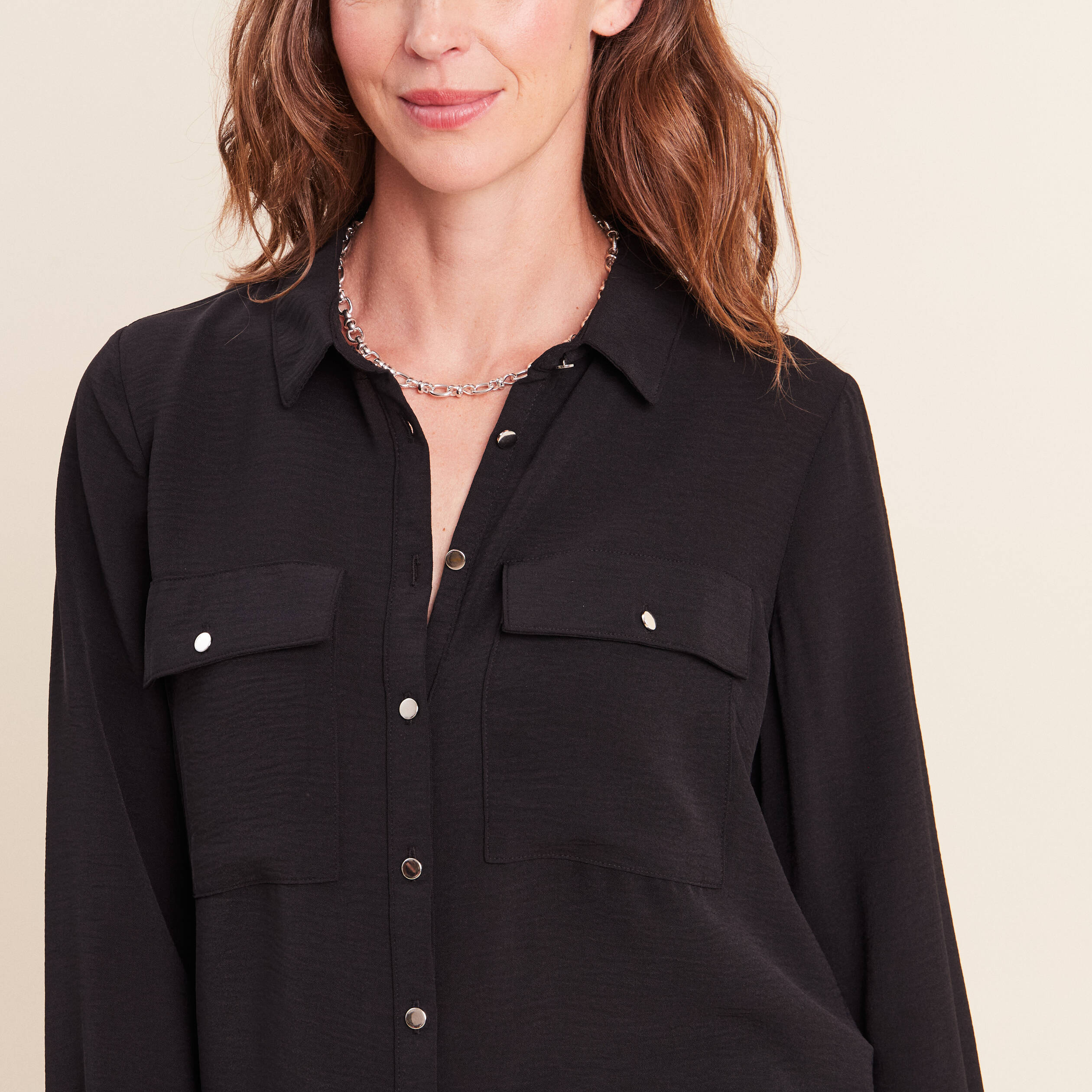 Chemise manches longues noir femme