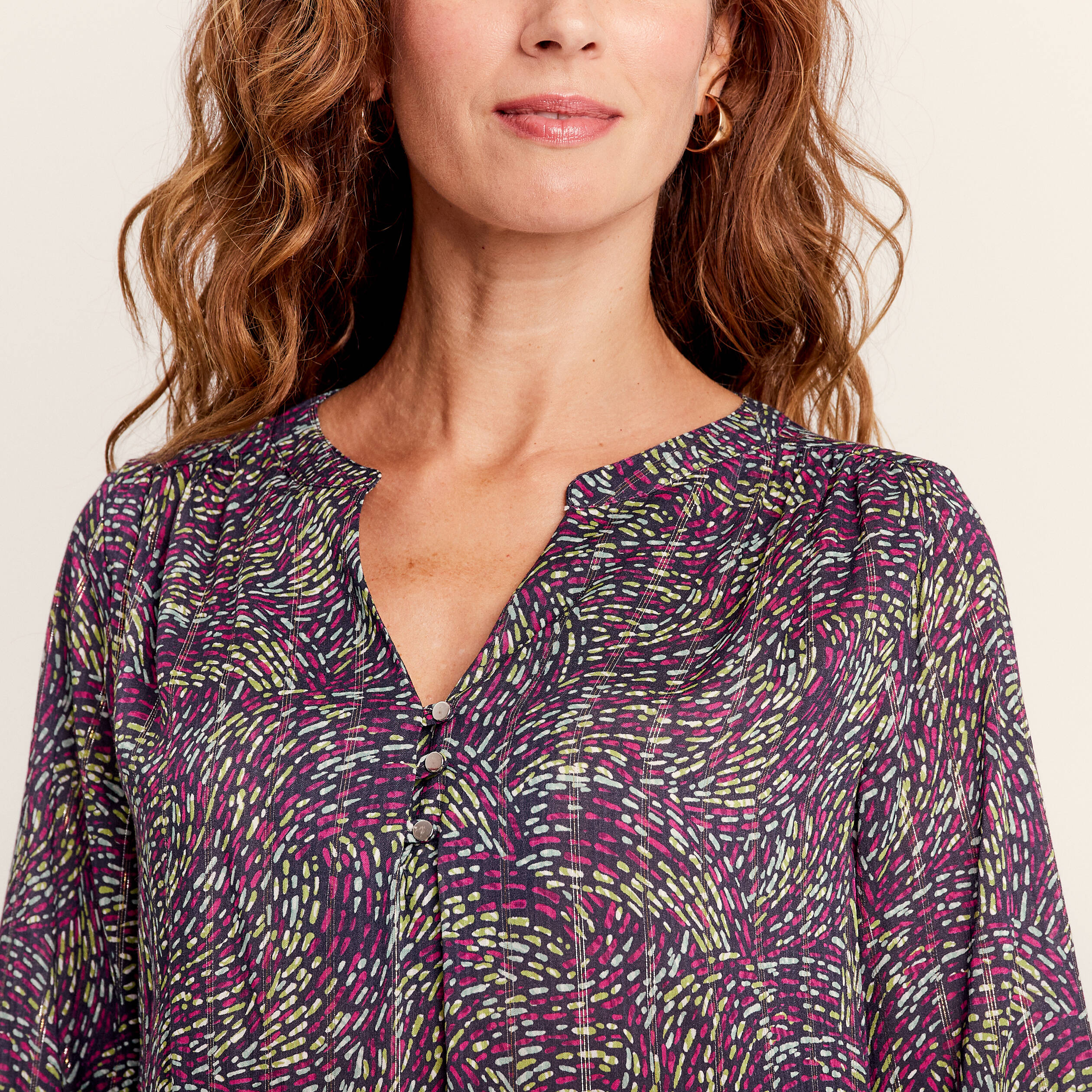 Blouse manches 3/4 multicolore femme