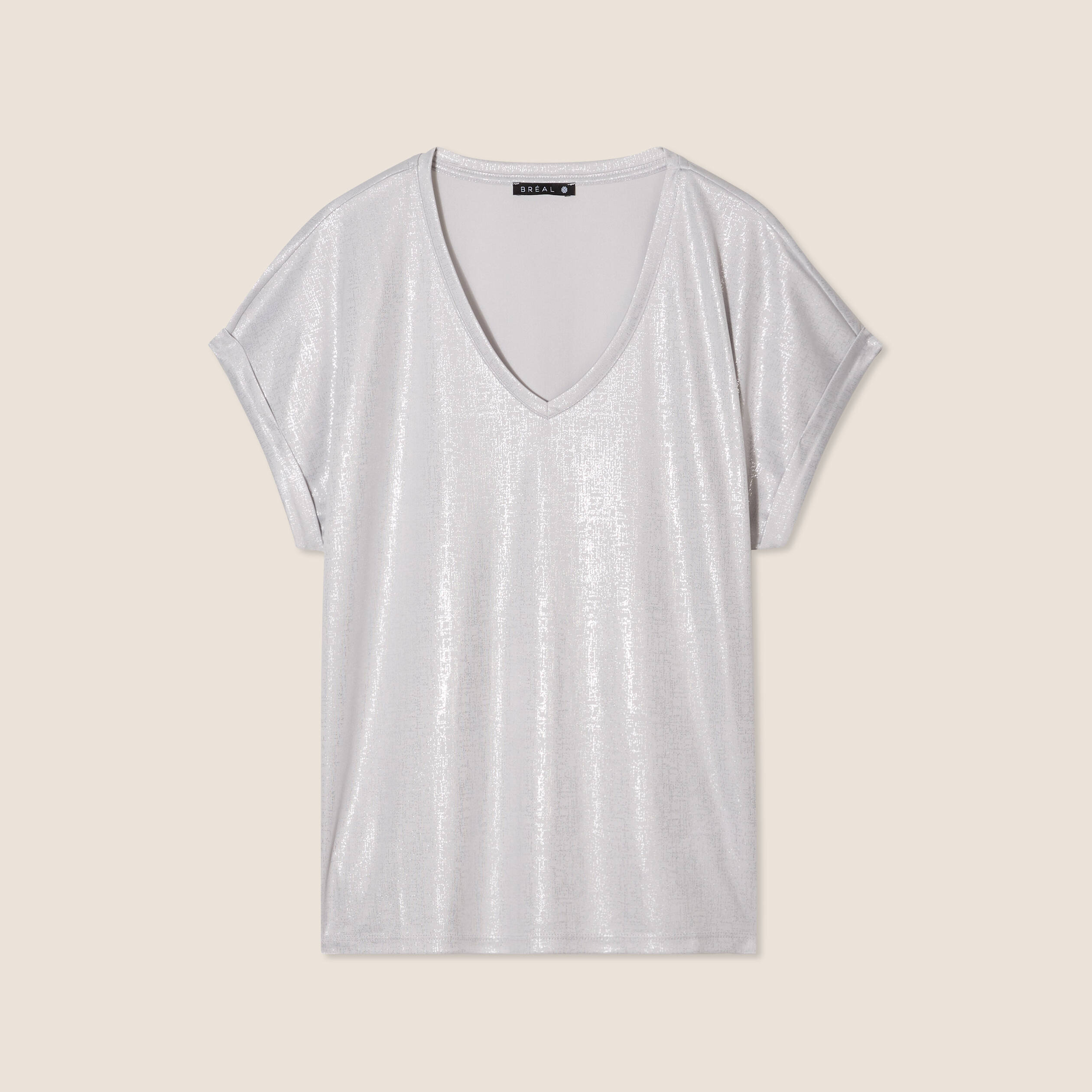 t shirt manches courtes gris argent femme T-shirt manches courtes gris argent femme