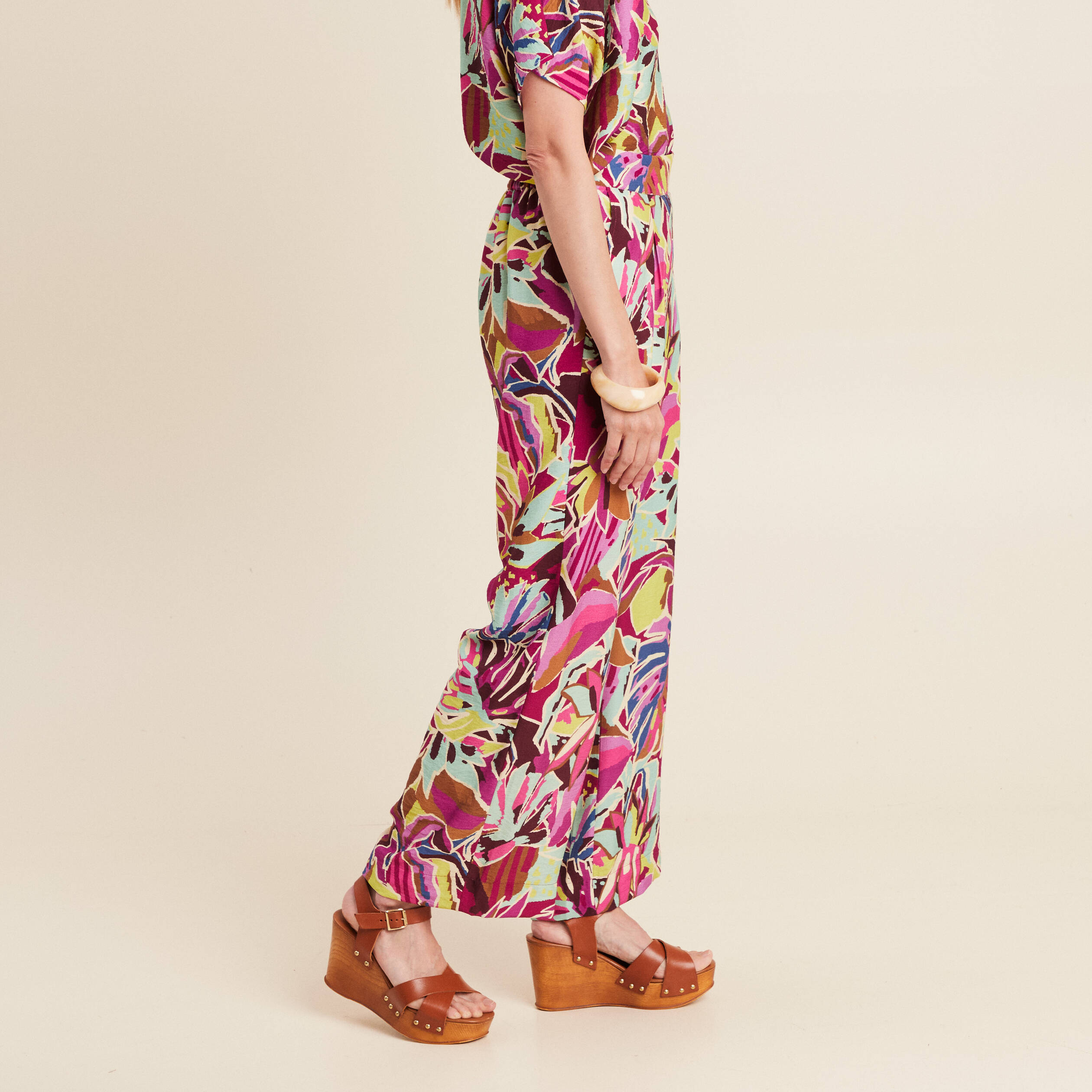 pantalon large taille haute mauve femme Pantalon large taille haute mauve femme
