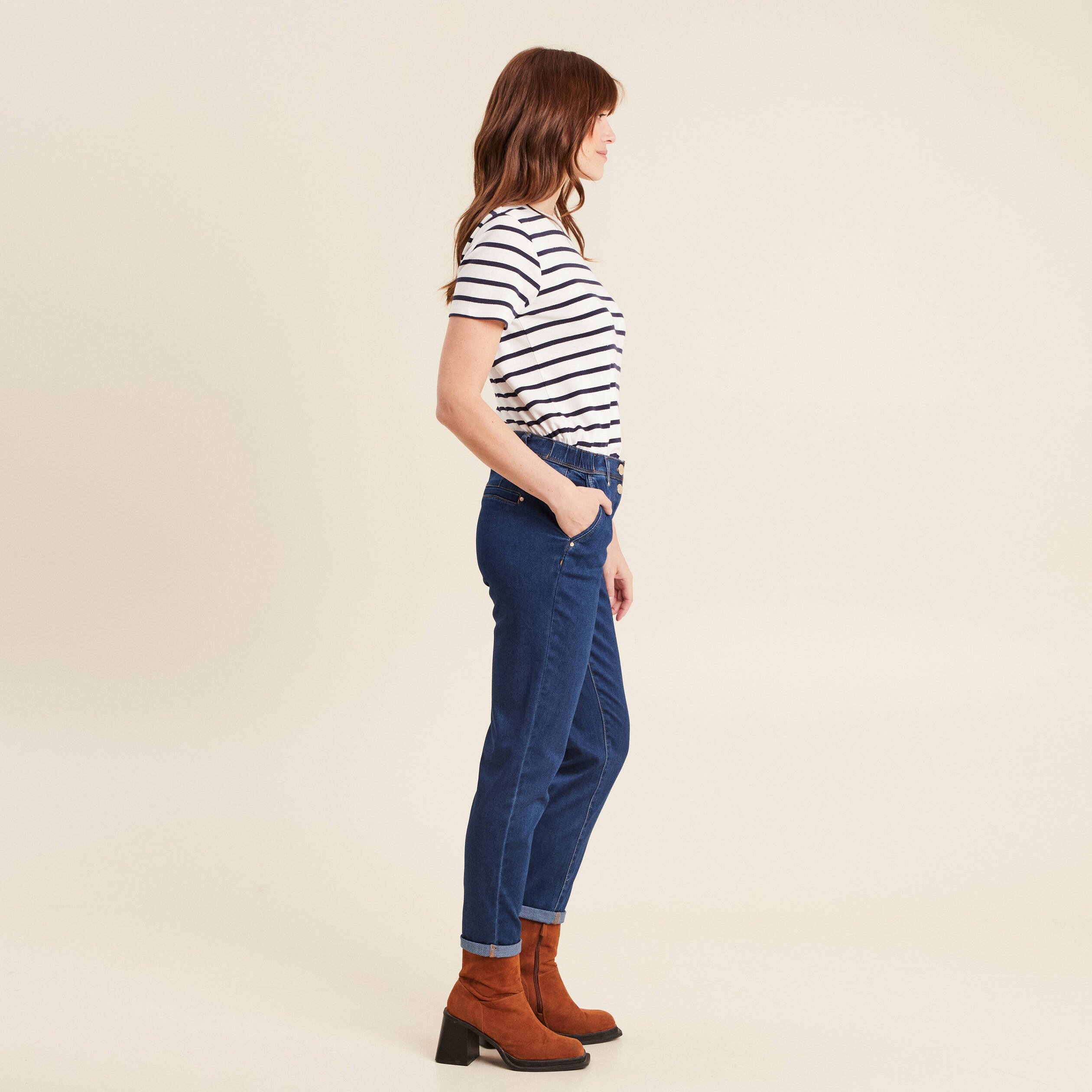 Jean chino 7/8ème denim stone femme