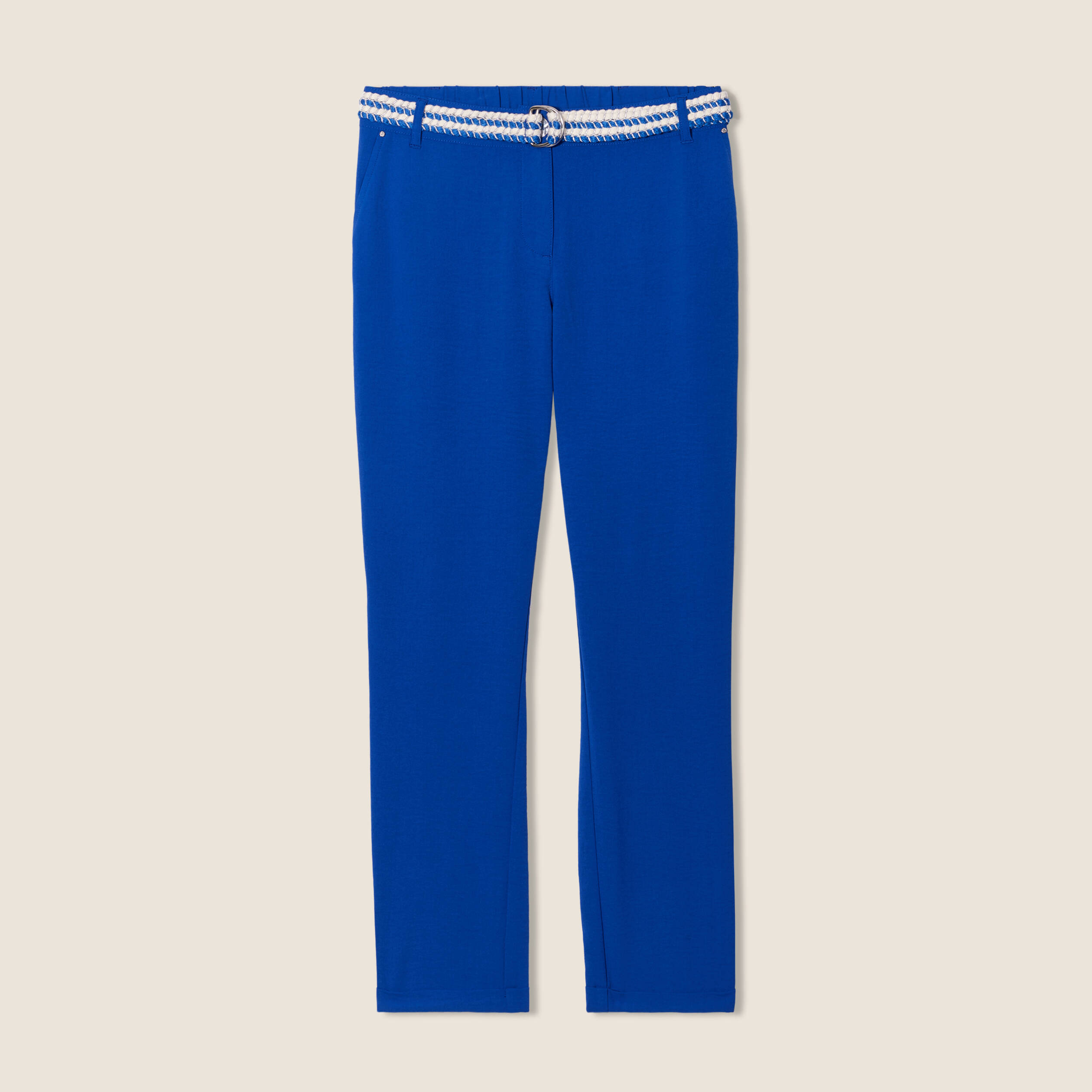 Pantalon chino à ceinture bleu electrique femme