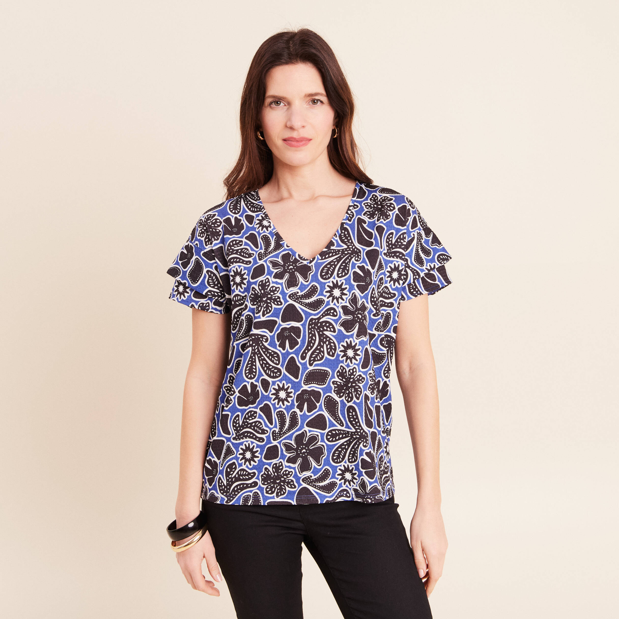 T-shirt manches courtes bleu femme