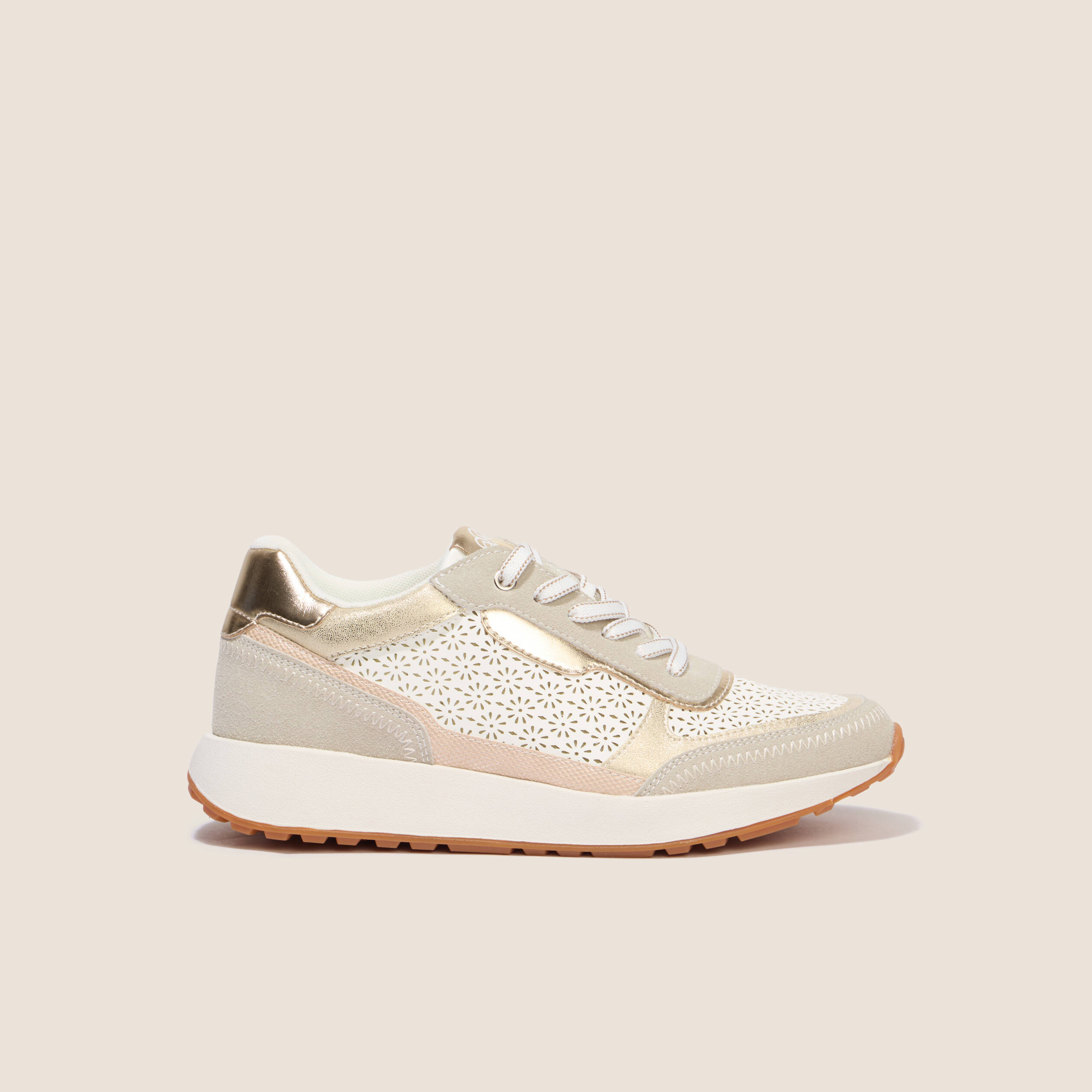 Baskets aspect daim beige femme