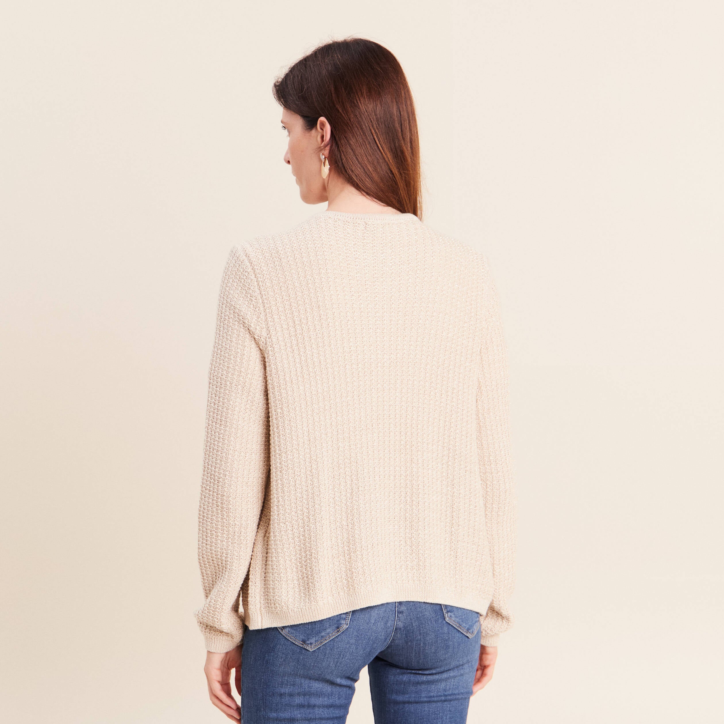 Gilet col rond couleur or femme