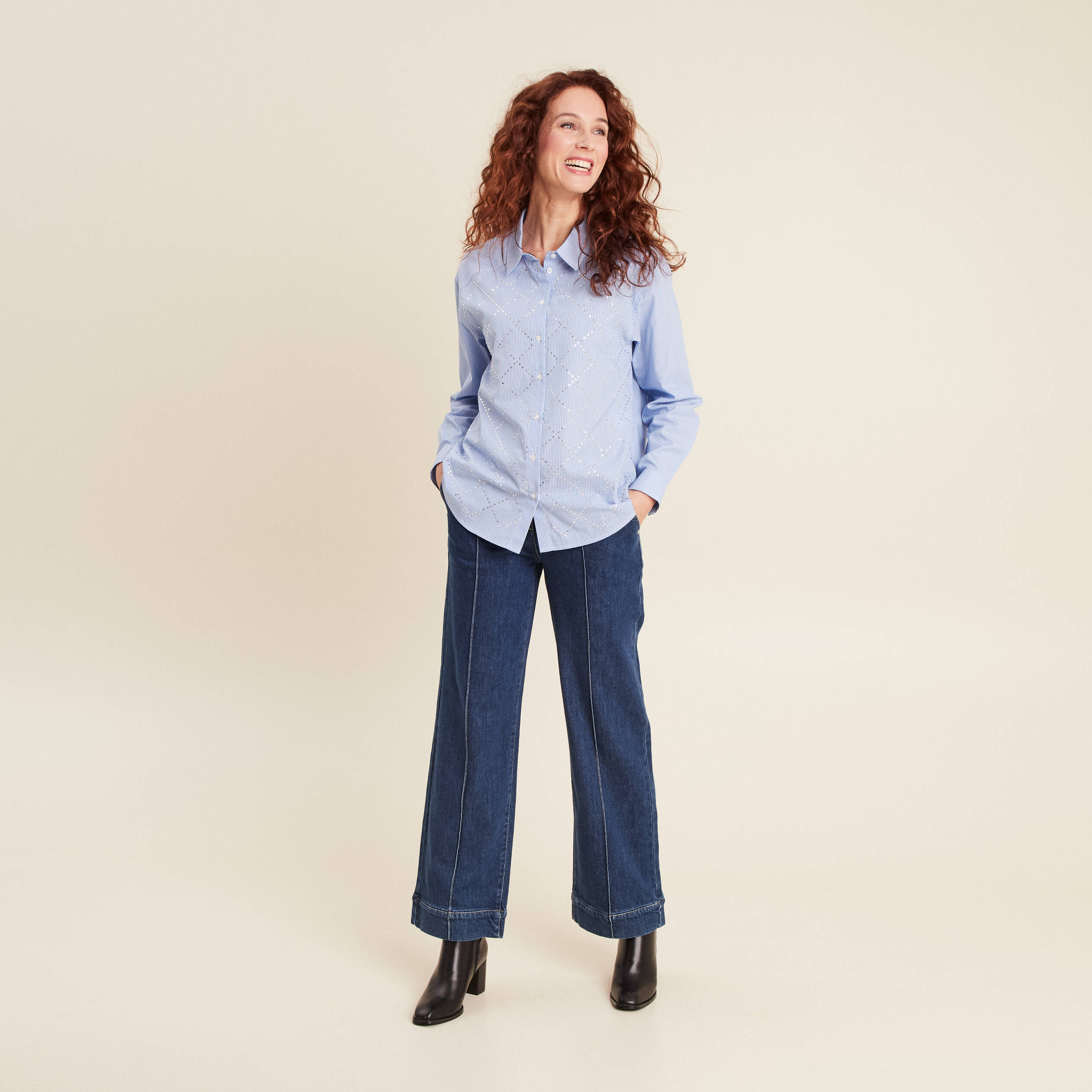 jean large ceinture denim stone femme Jean large ceinturé denim stone femme