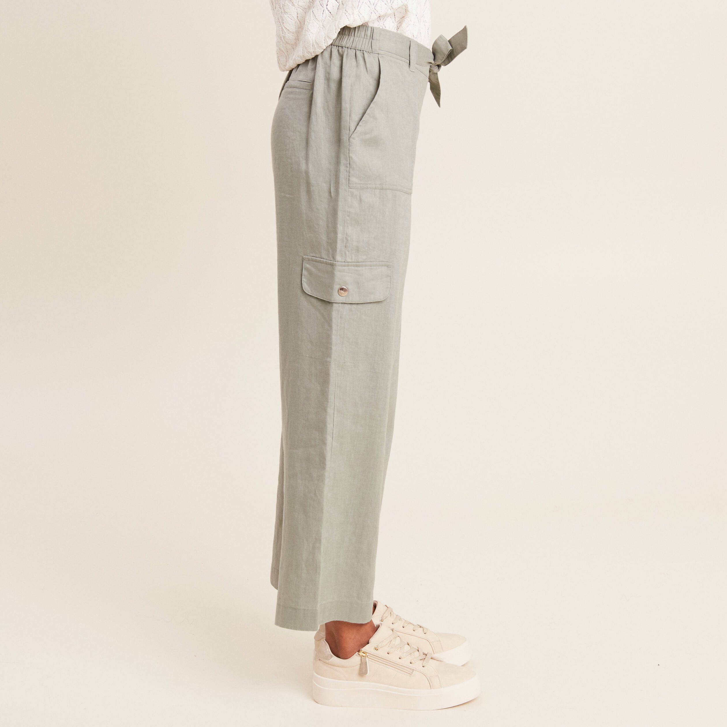 Pantalon large 7/8ème vert clair femme