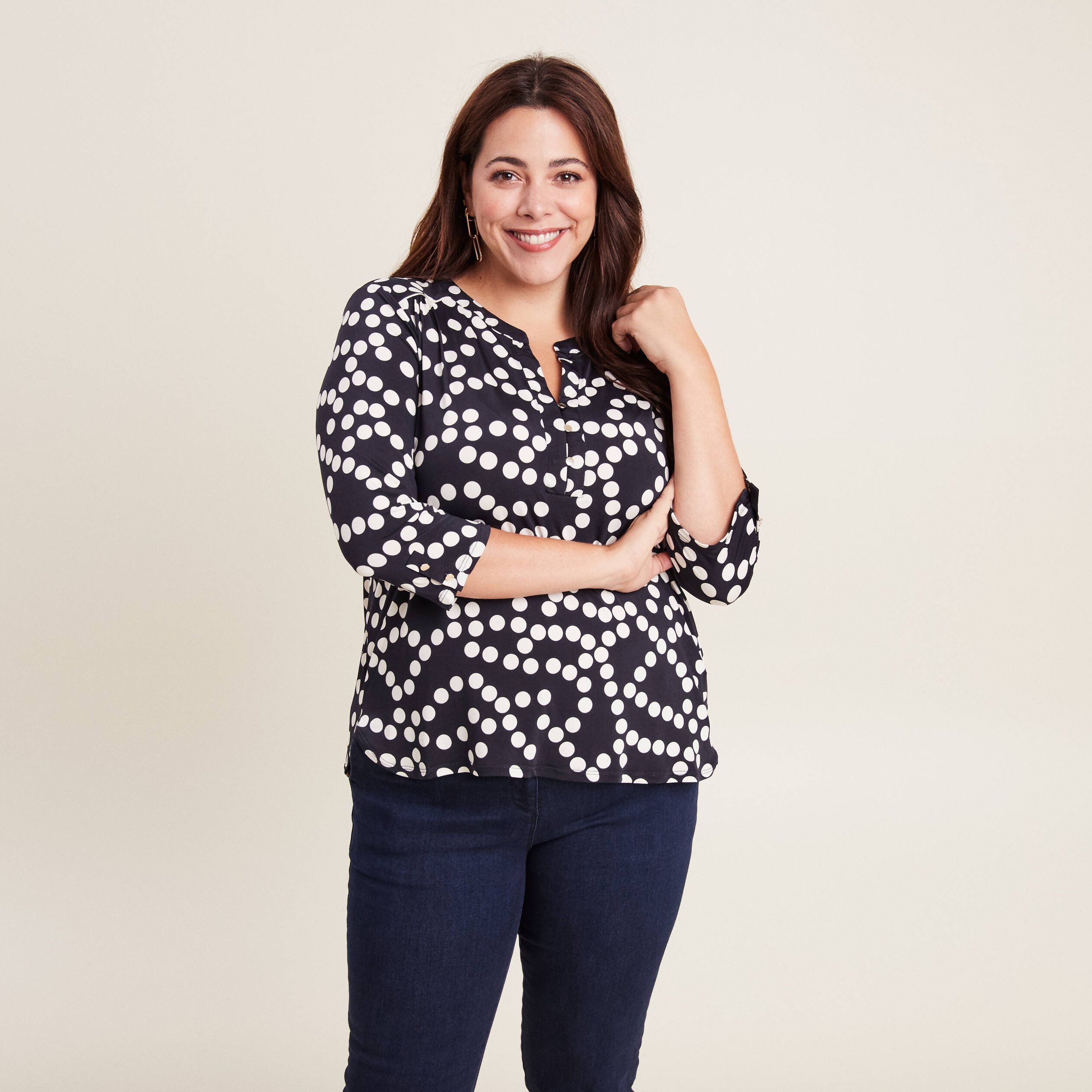 Blouse manches 3/4 noir femme
