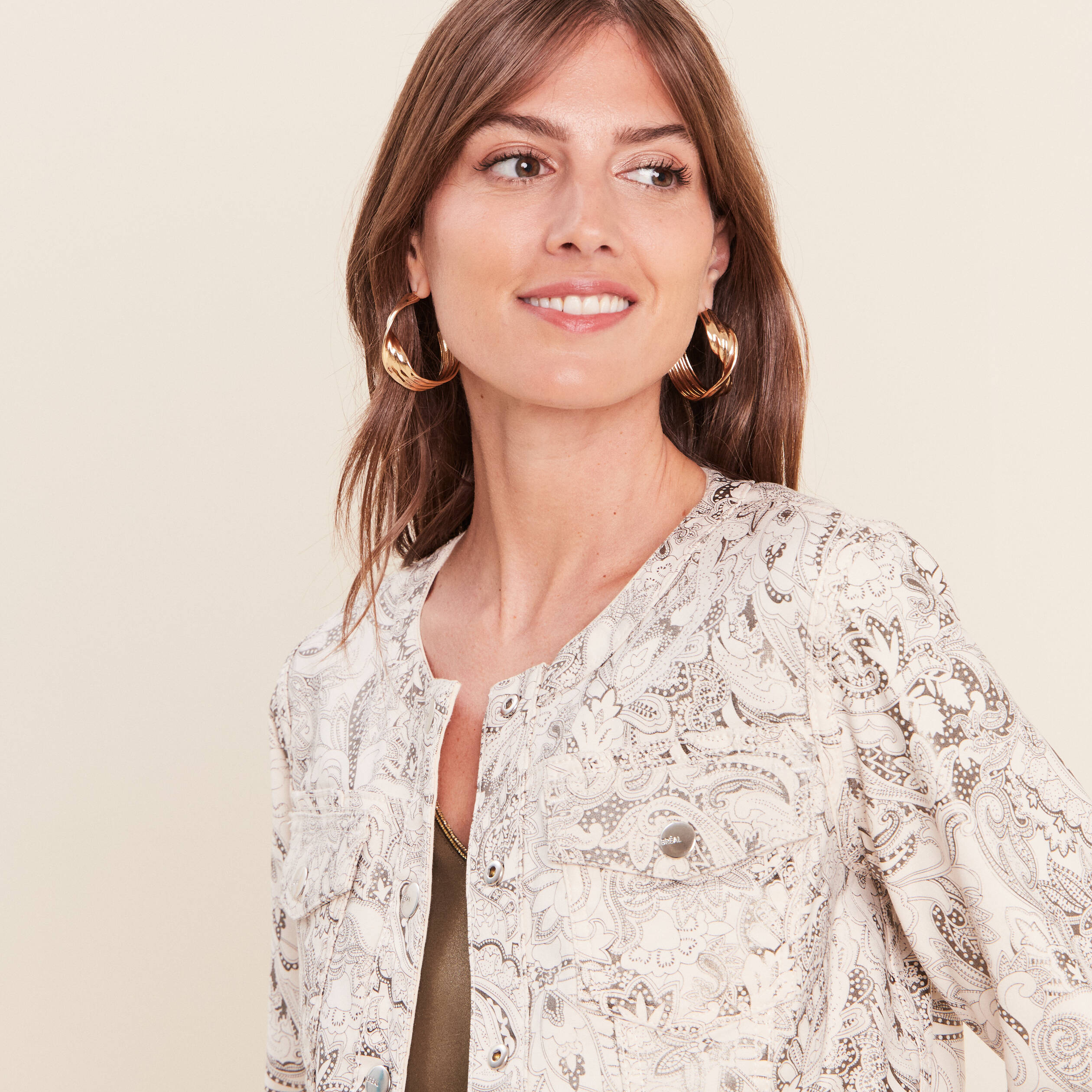 Veste cintr&eacute;e r&eacute;versible manches longues blanc femme