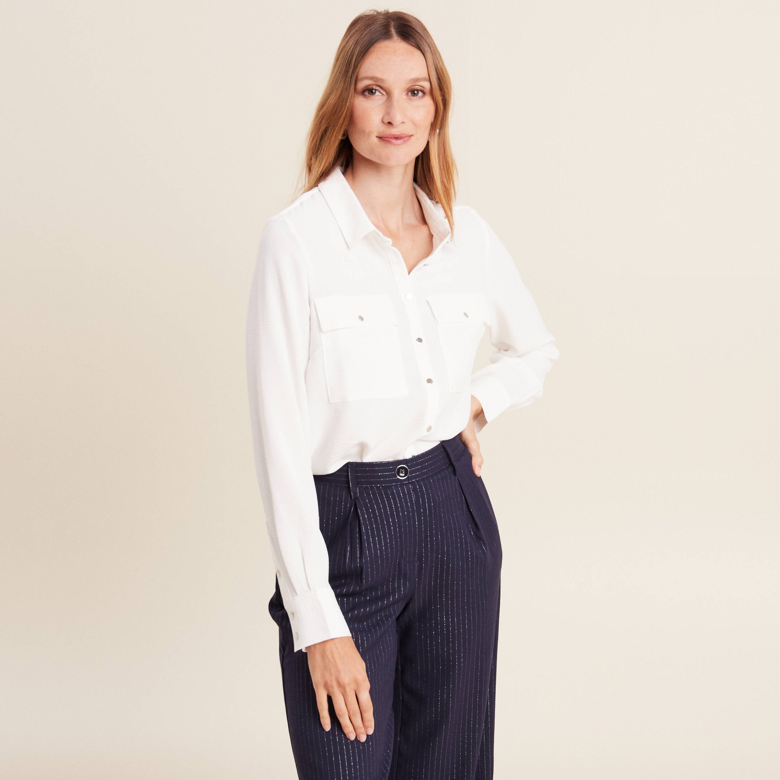 chemise manches longues ecru femme Chemise manches longues ecru femme