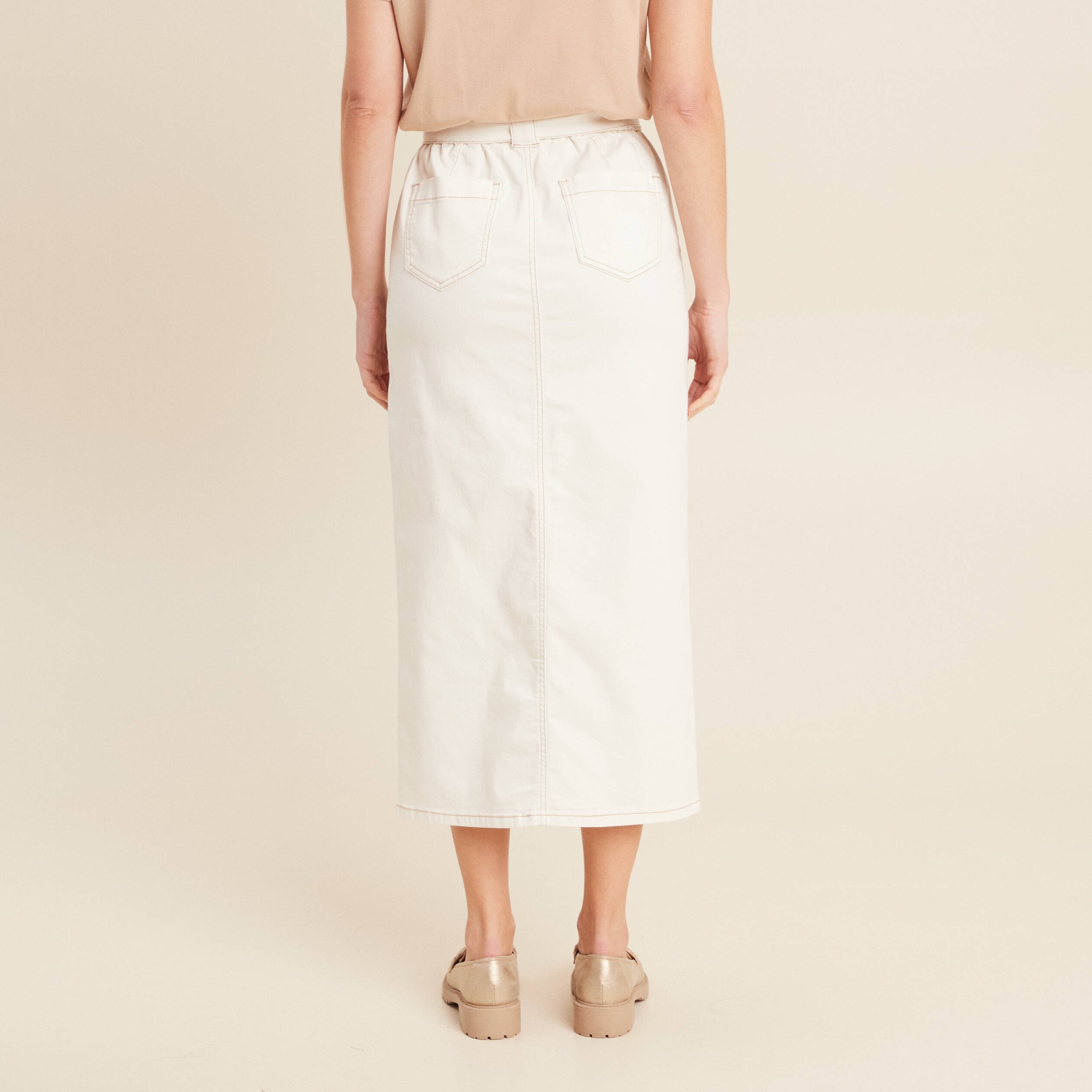 Jupe longue fourreau ecru femme