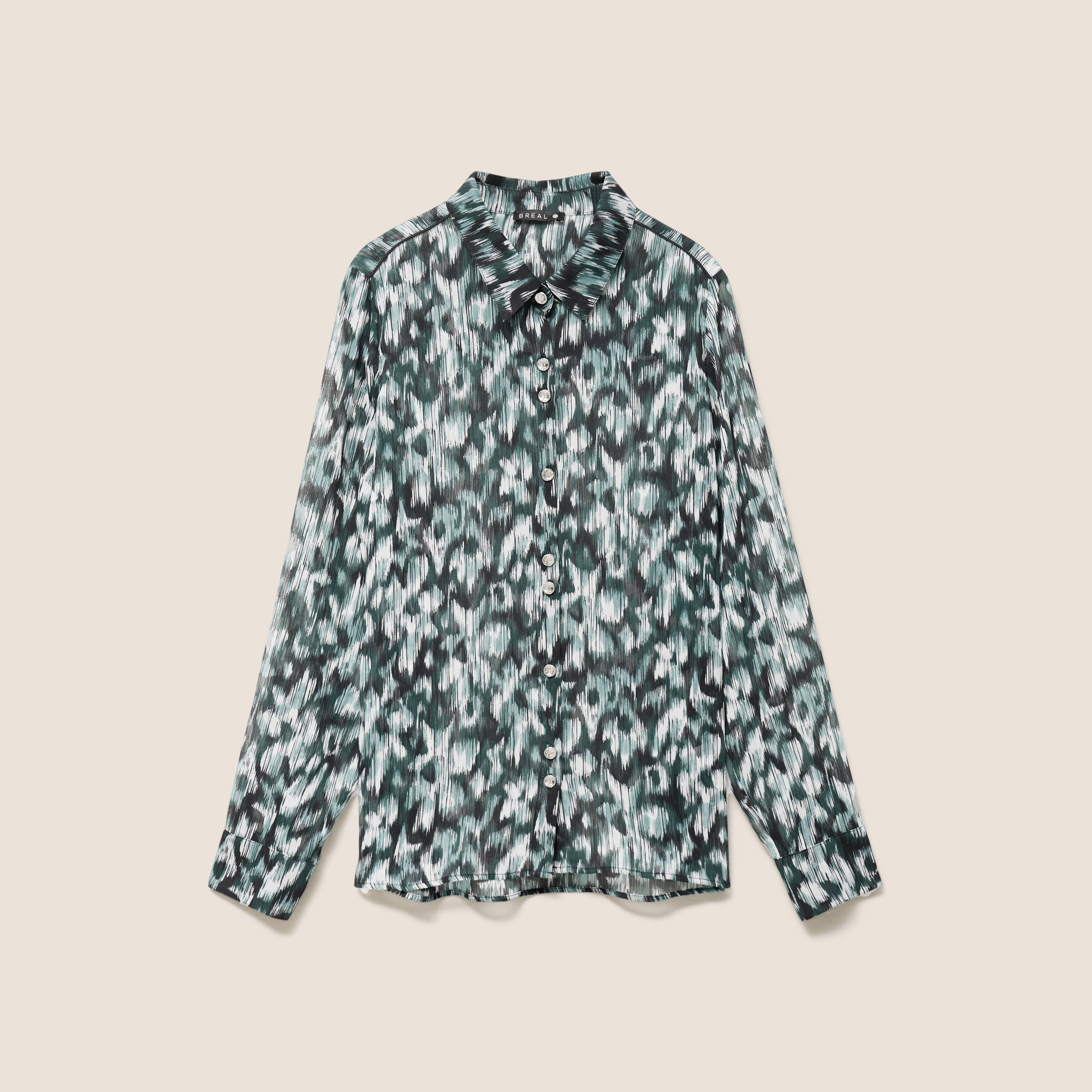 Chemise manches longues en voile vert femme
