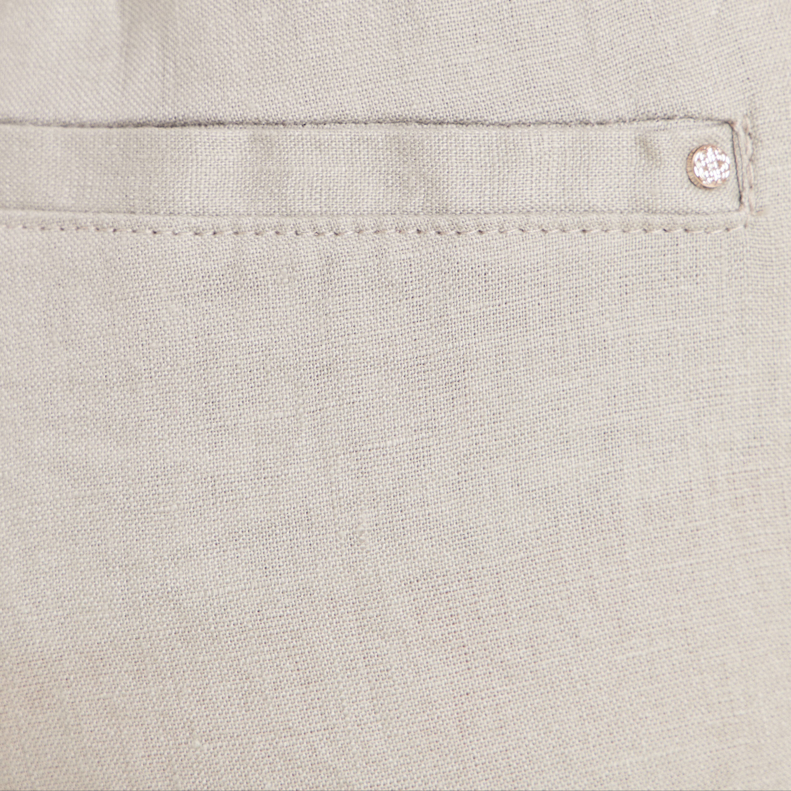 Pantalon coupe chino en lin ceintur&eacute; vert clair femme