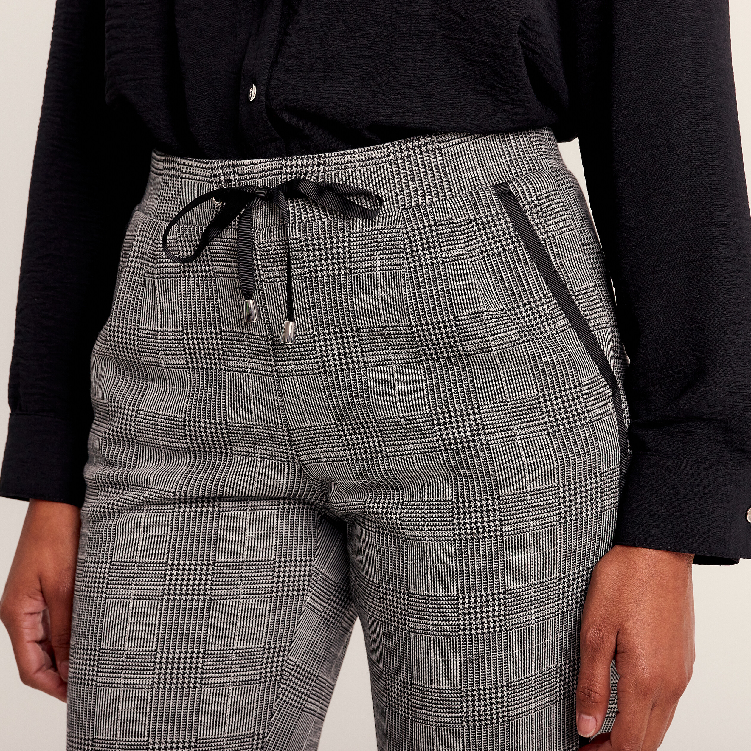 Pantalon flou à coulisse gris femme
