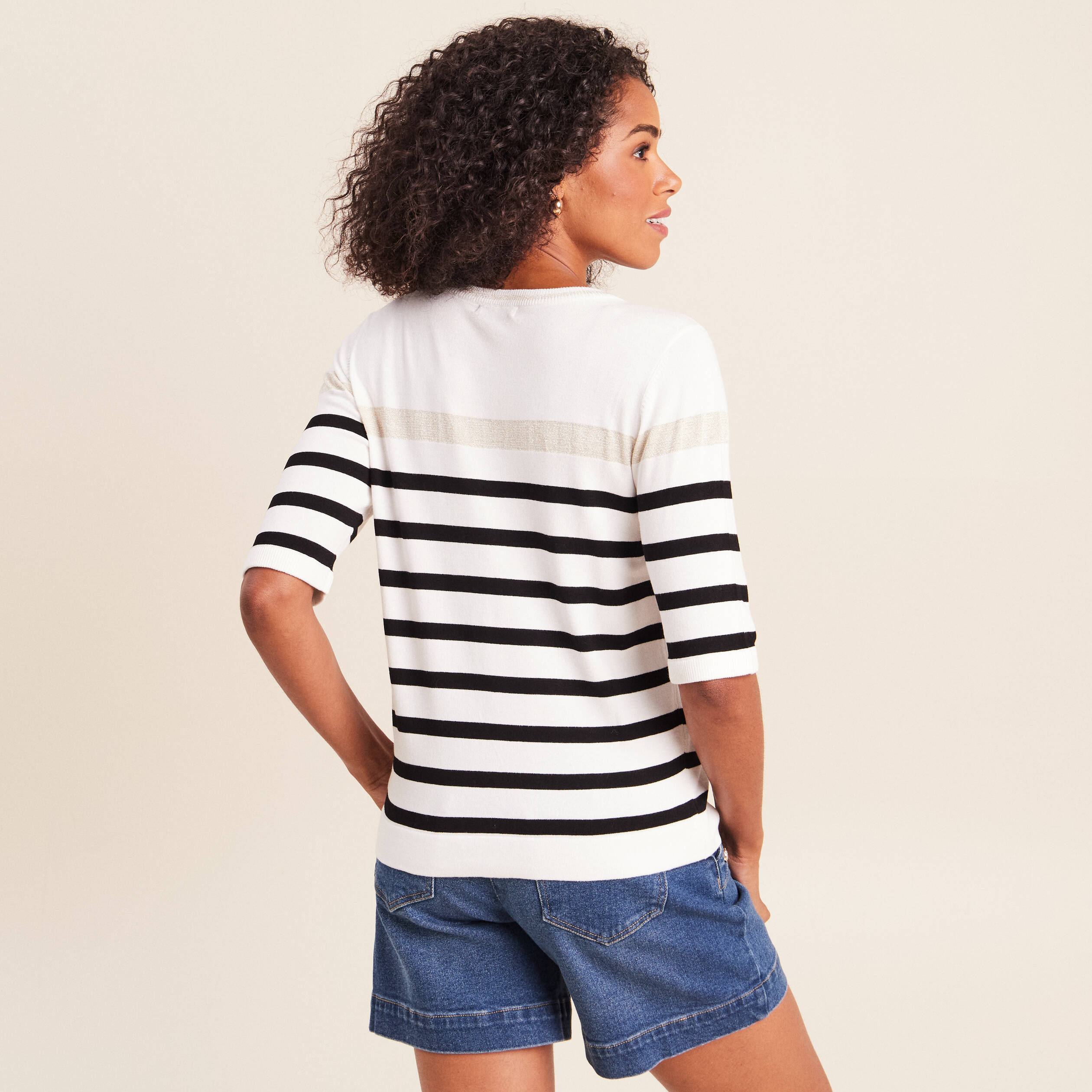Pull col rond noir femme