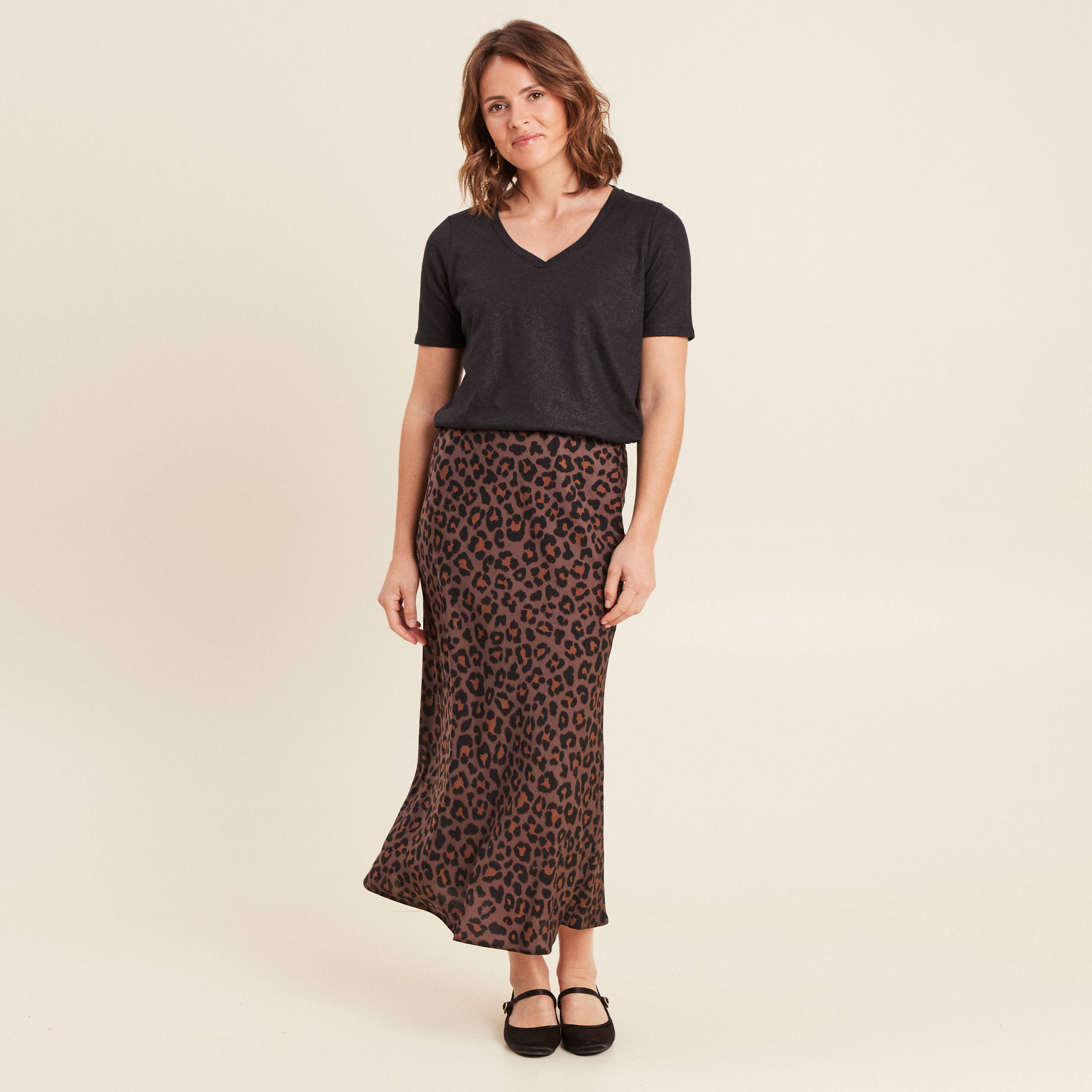 jupe longue effet satin marron femme Jupe longue effet satin marron femme