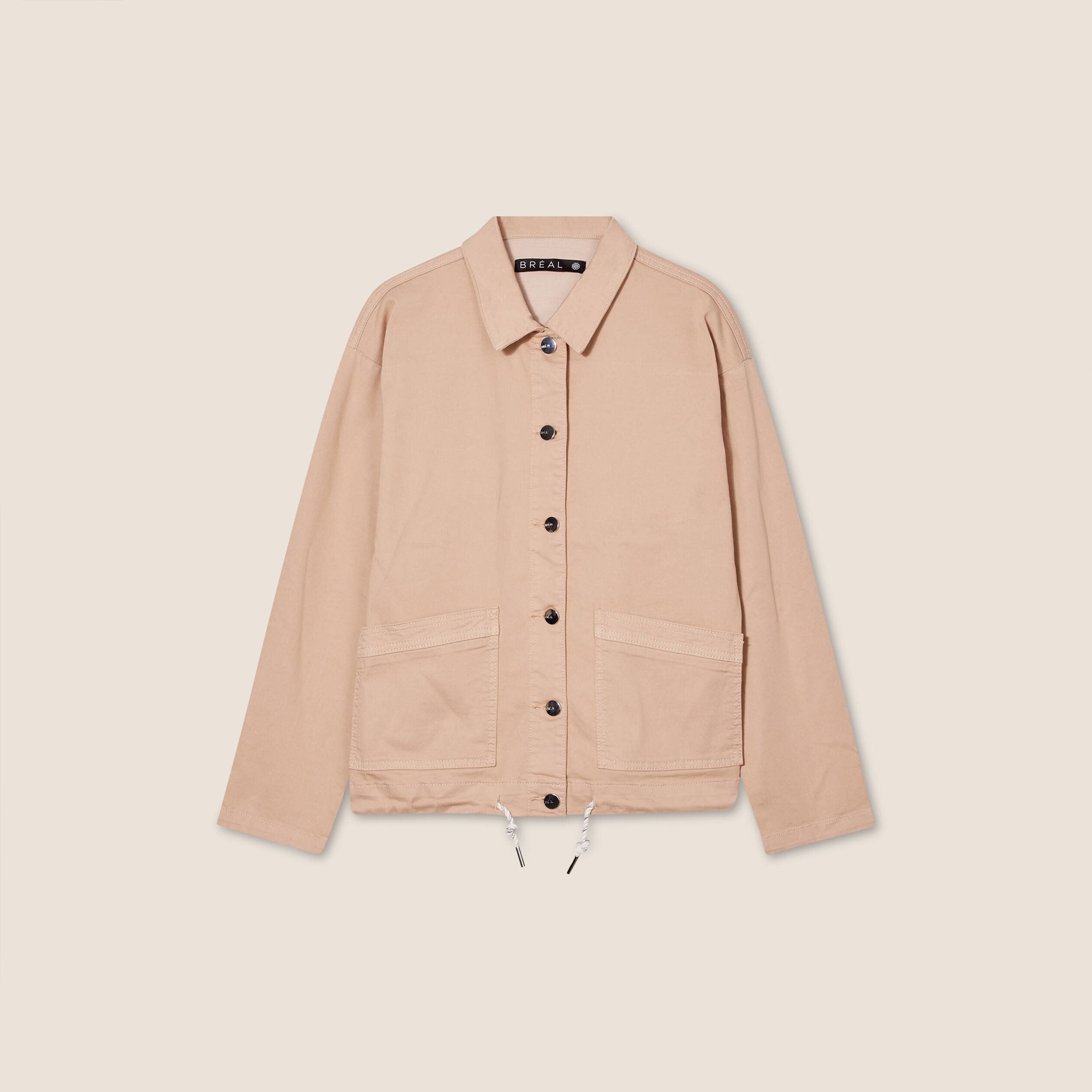 Blouson droit boutonné sable femme