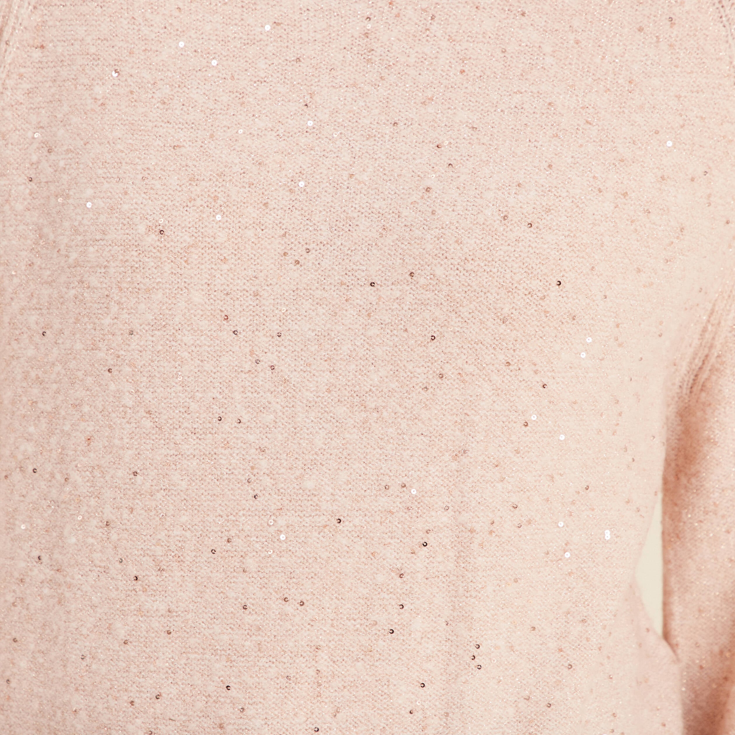 Pull col rond manches longues &agrave; sequins rose poudr&eacute;e femme