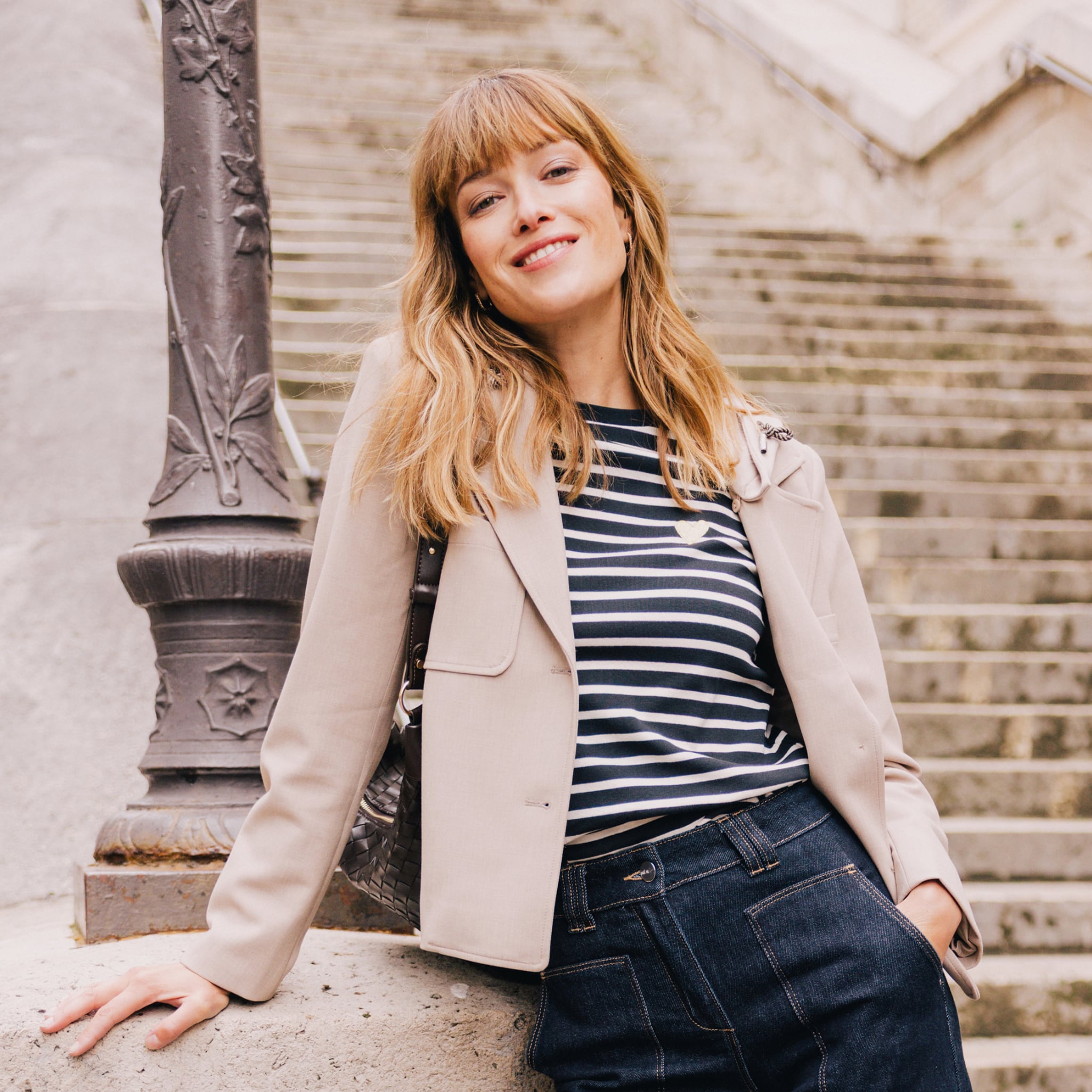 veste cintr&eacute;e doubl&eacute;e avec capuche beige femme