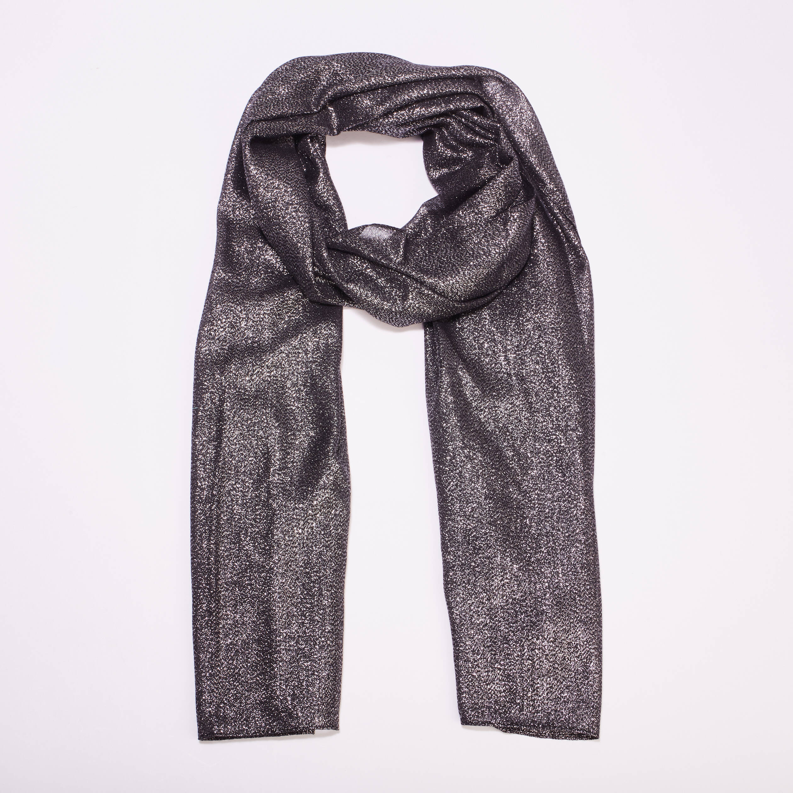 Foulard fils métallisés noir femme