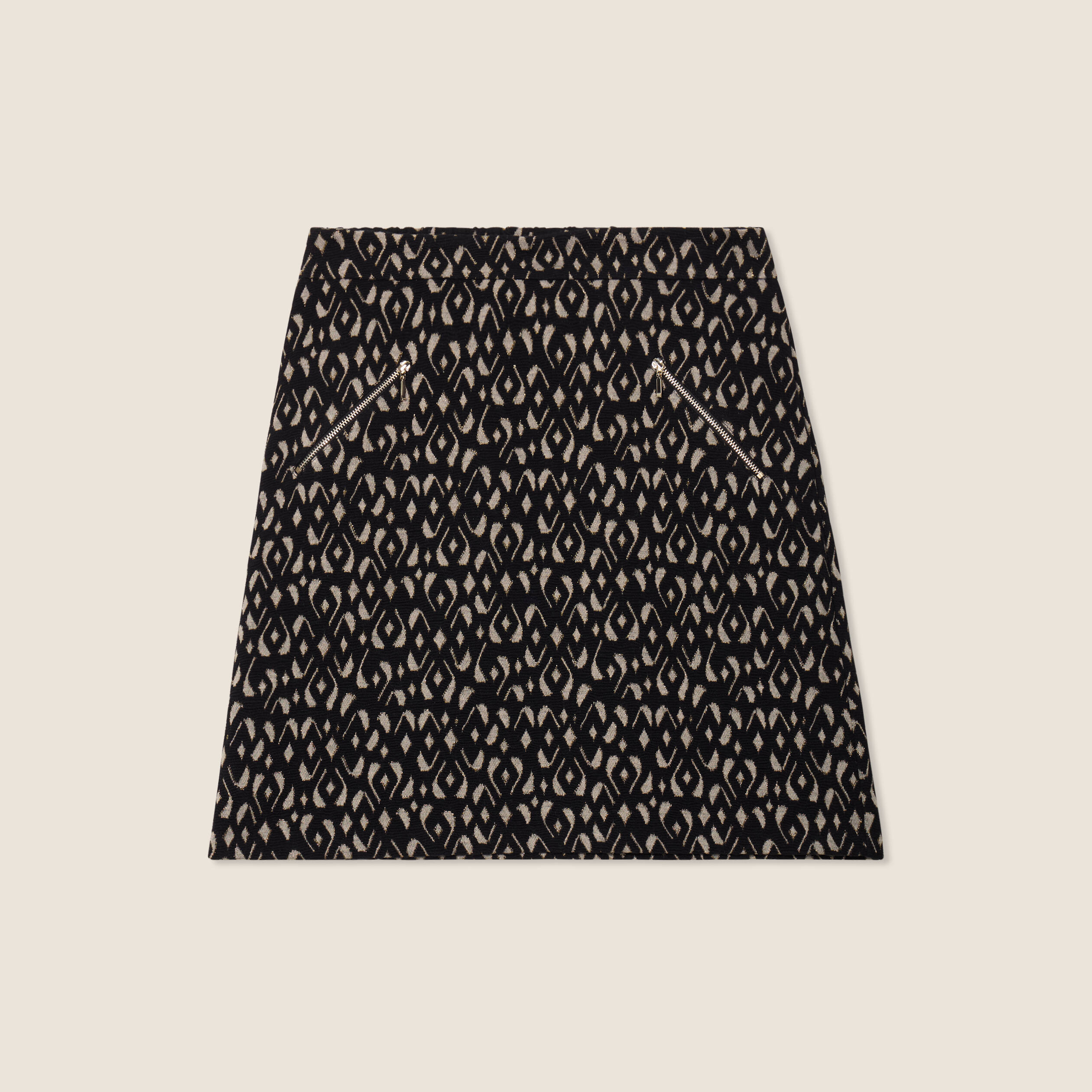 Jupe droite détails zippés noir femme