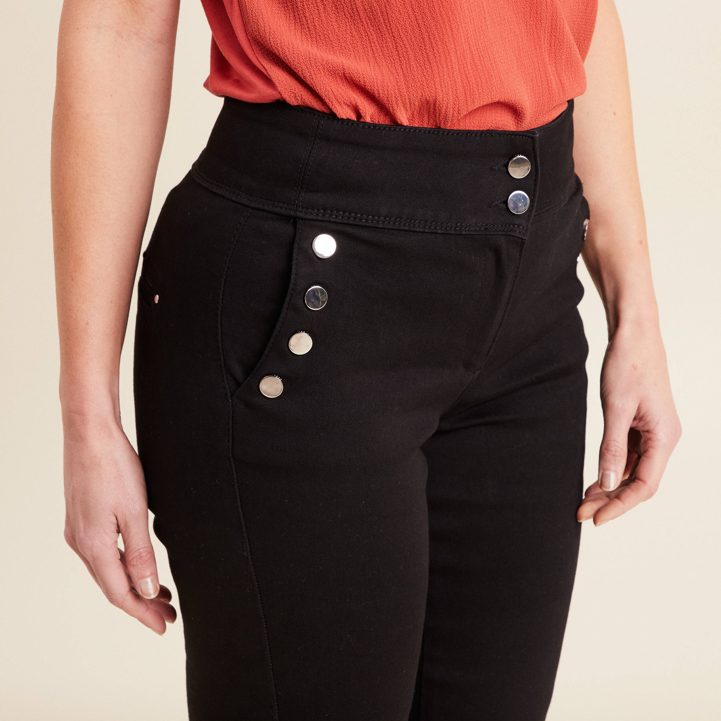 Pantalon bootcut à pont noir femme