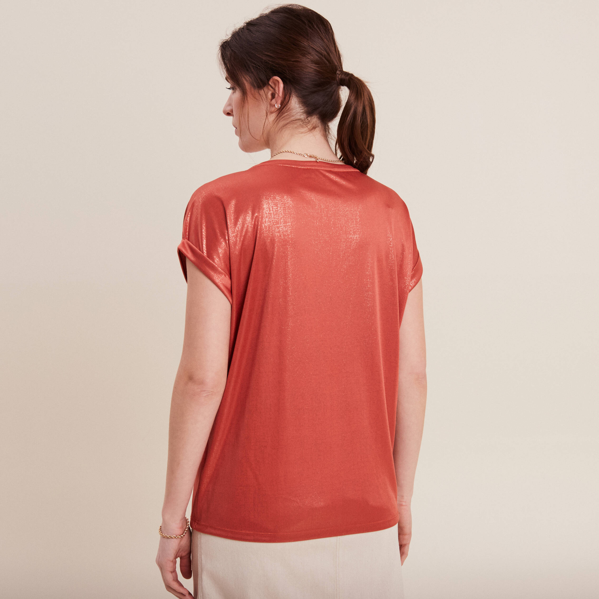 T-shirt manches courtes vieux rose femme