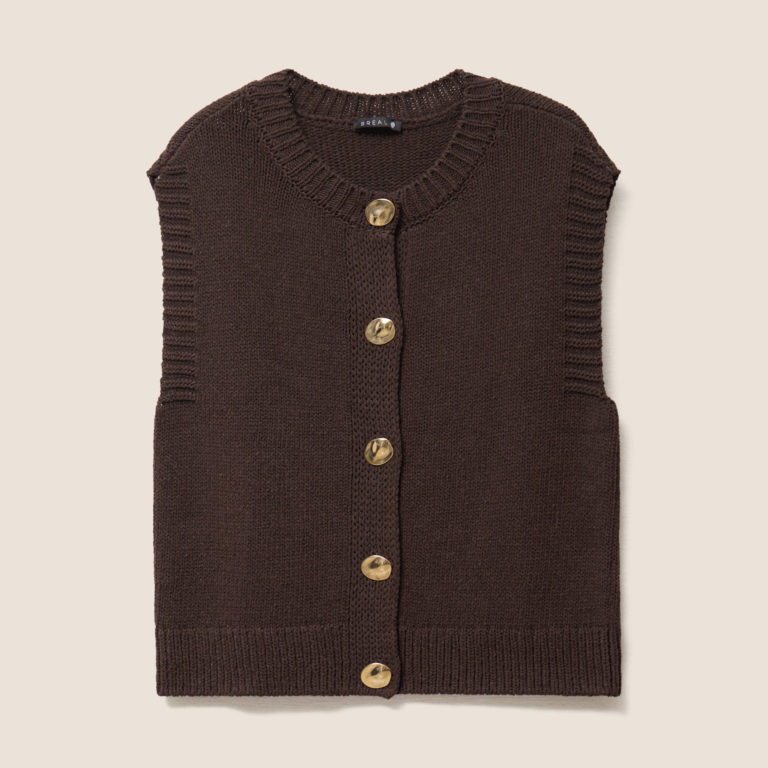 Gilet sans manches marron foncé femme Bréal