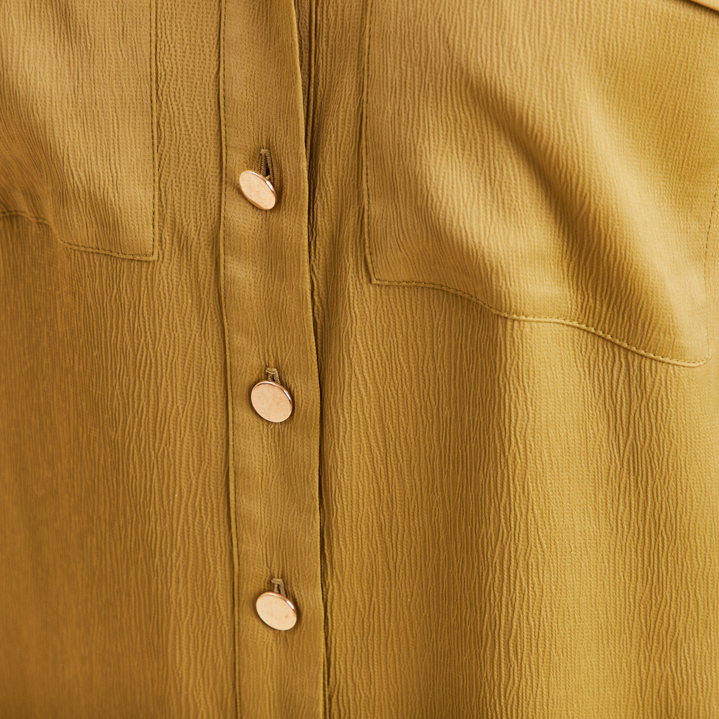 Chemise droite mi-longue fluide vert olive femme