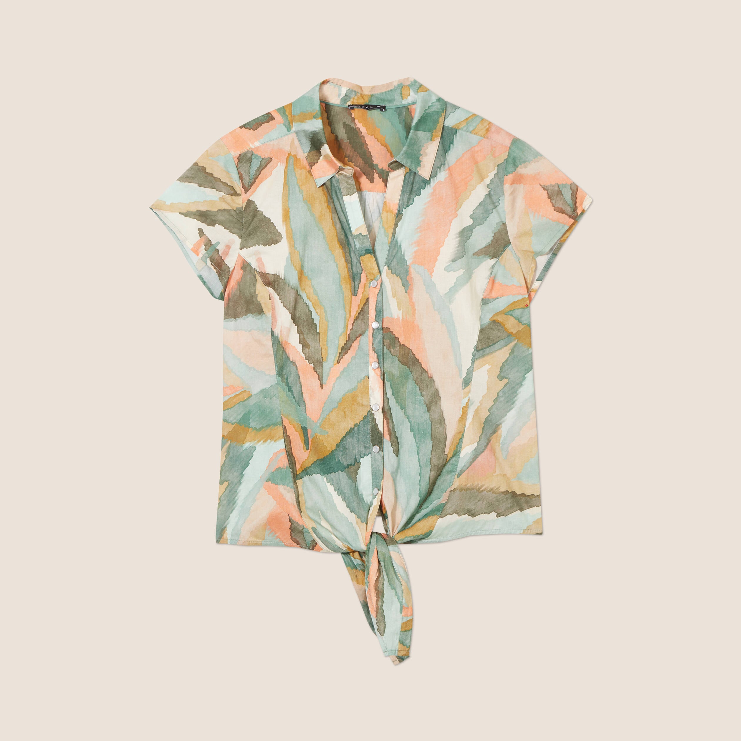 Chemise manches courtes nou&eacute;e multicolore femme