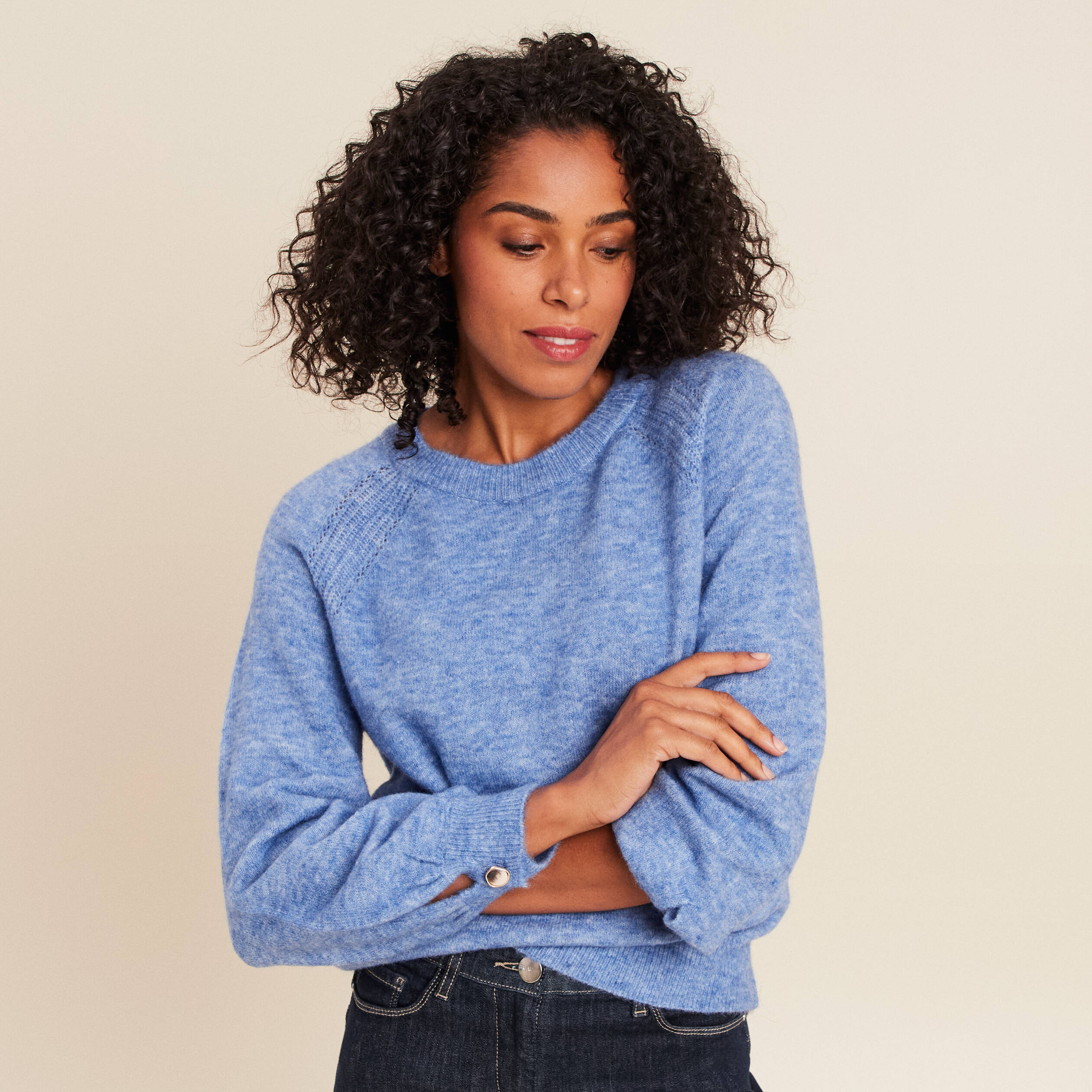 Col Rond Bon Prix Pull Pull Col Rond Manches Longues Bleu Ciel