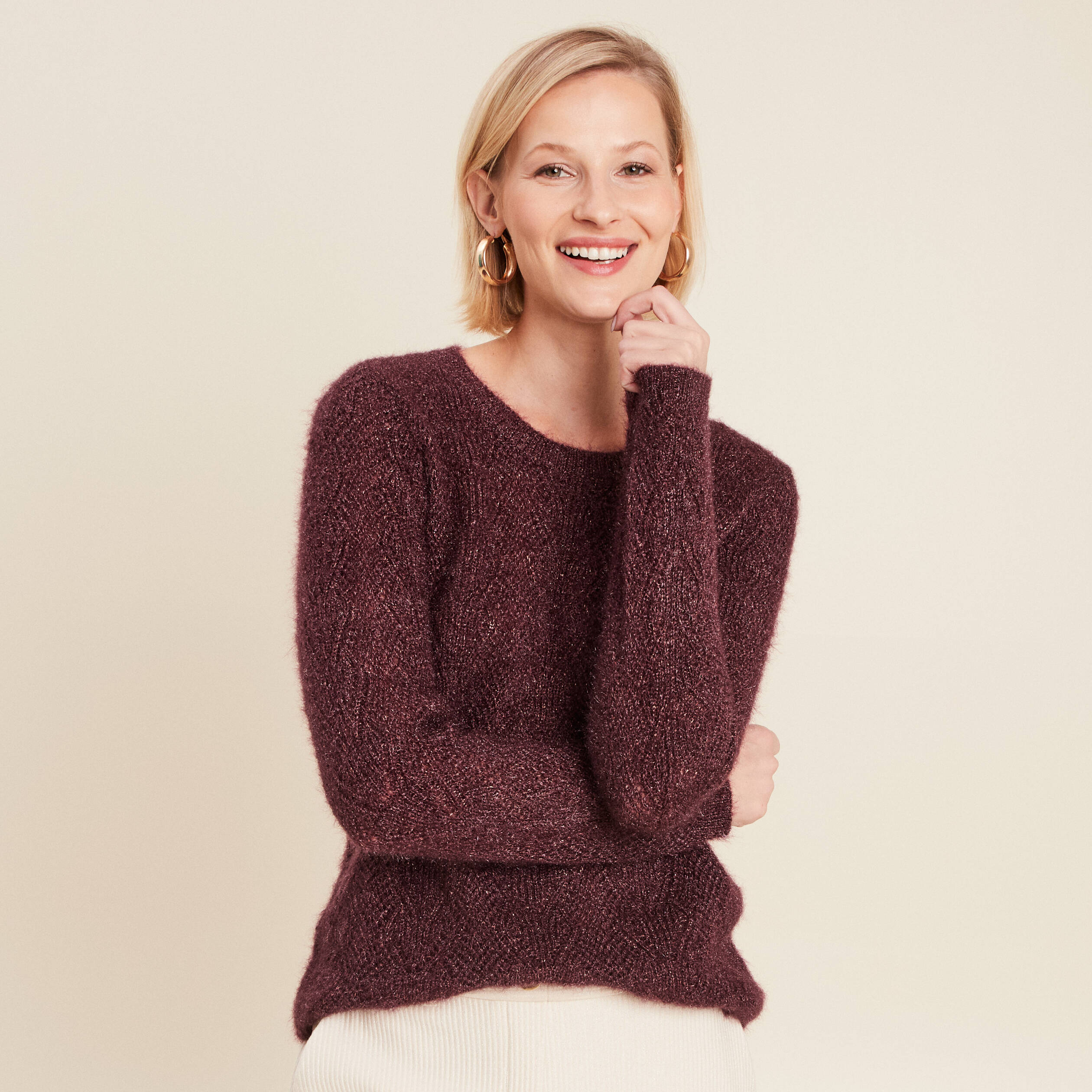pull manches longues bordeaux femme Pull manches longues bordeaux femme