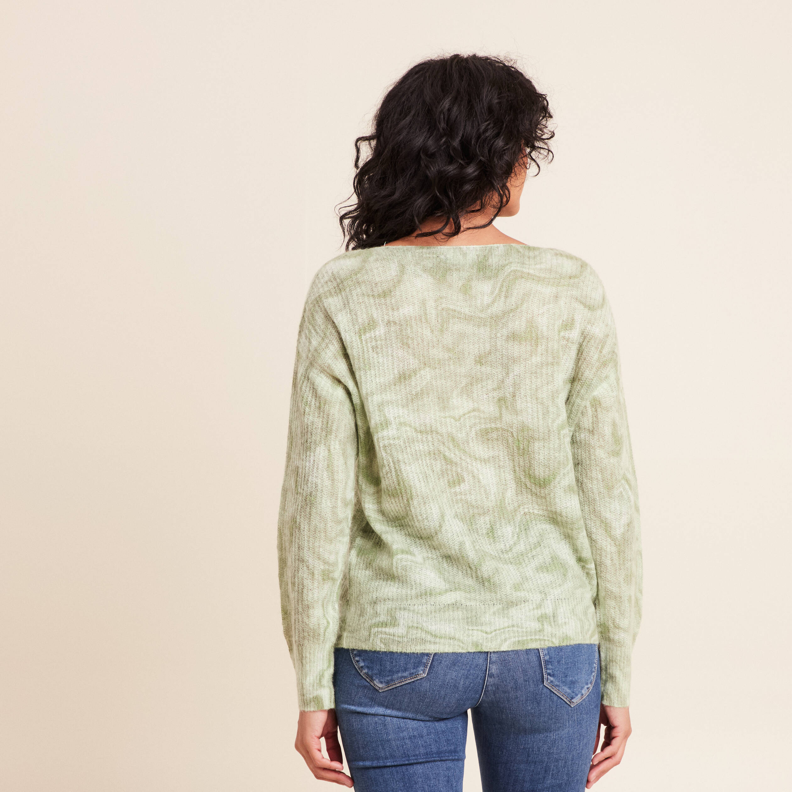 Pull col bateau manches longues gris femme