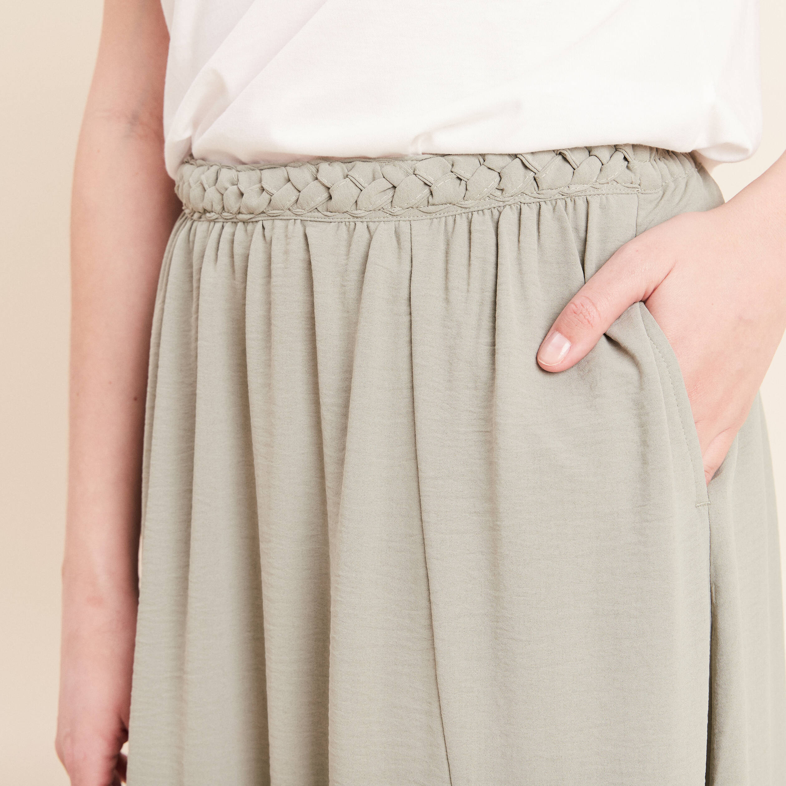 Jupe avec tresse vert clair femme