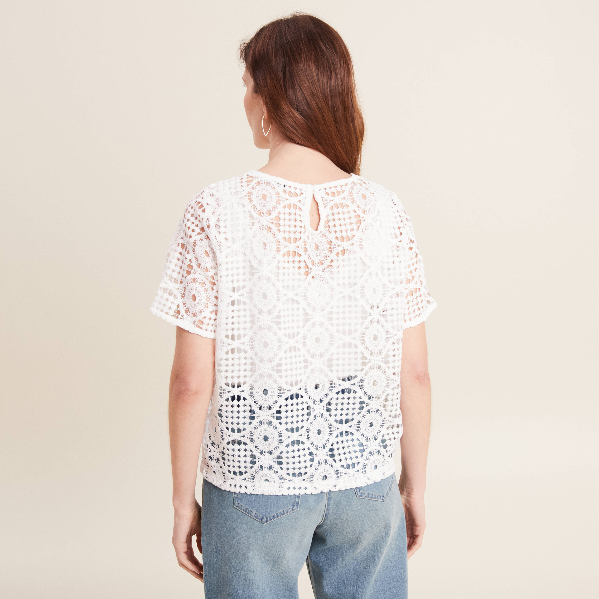 T-shirt manches courtes ecru femme