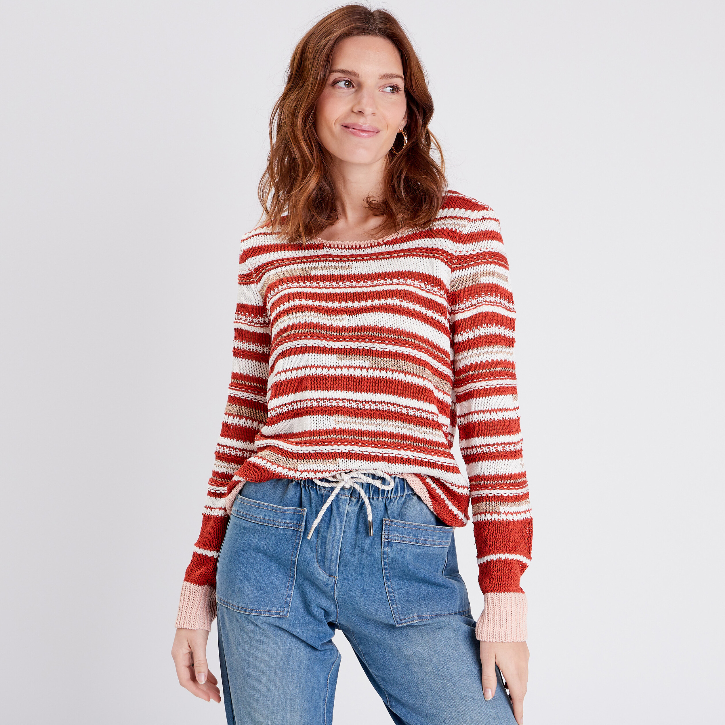 Pull rouge sales foncé femme