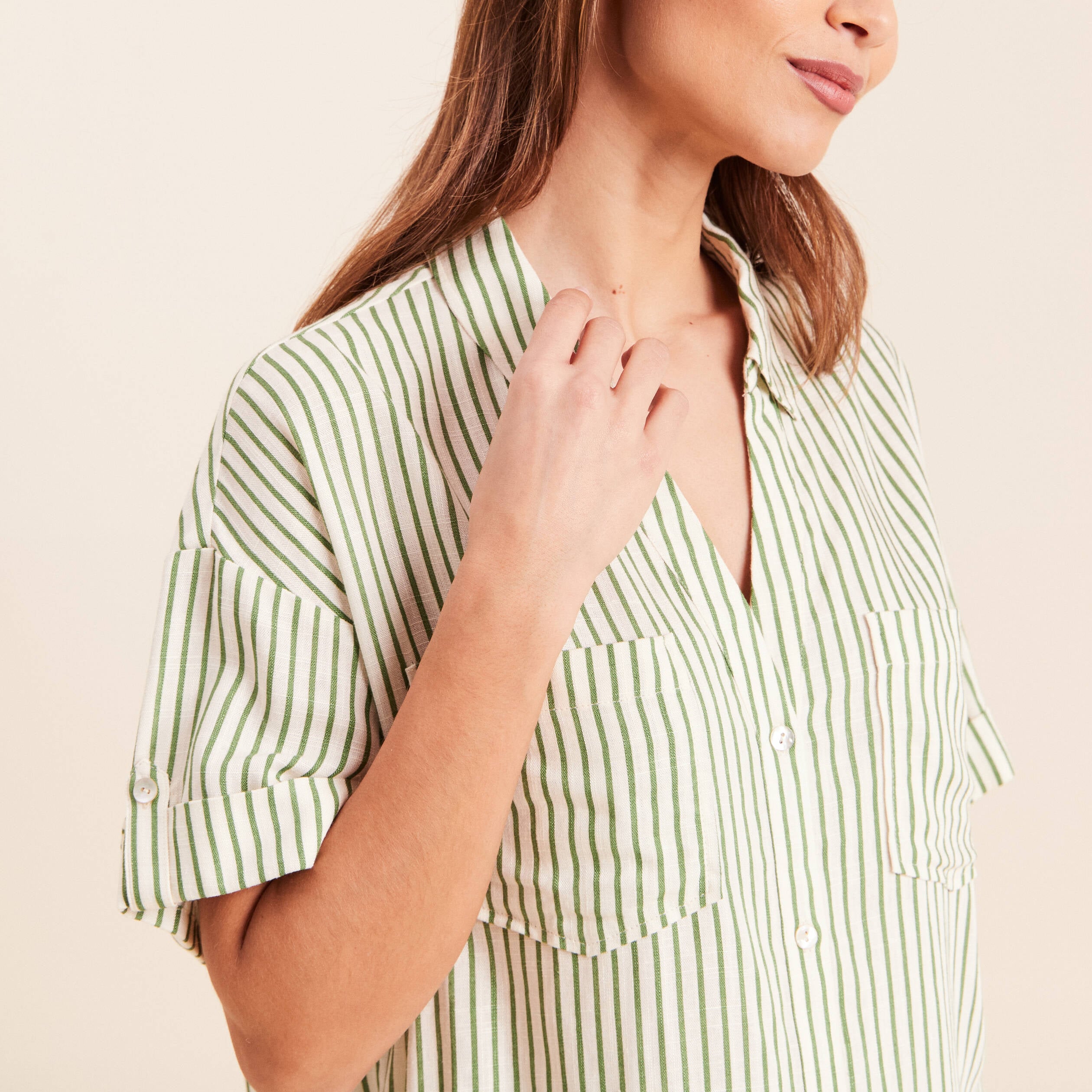 Chemise manches courtes blanc femme